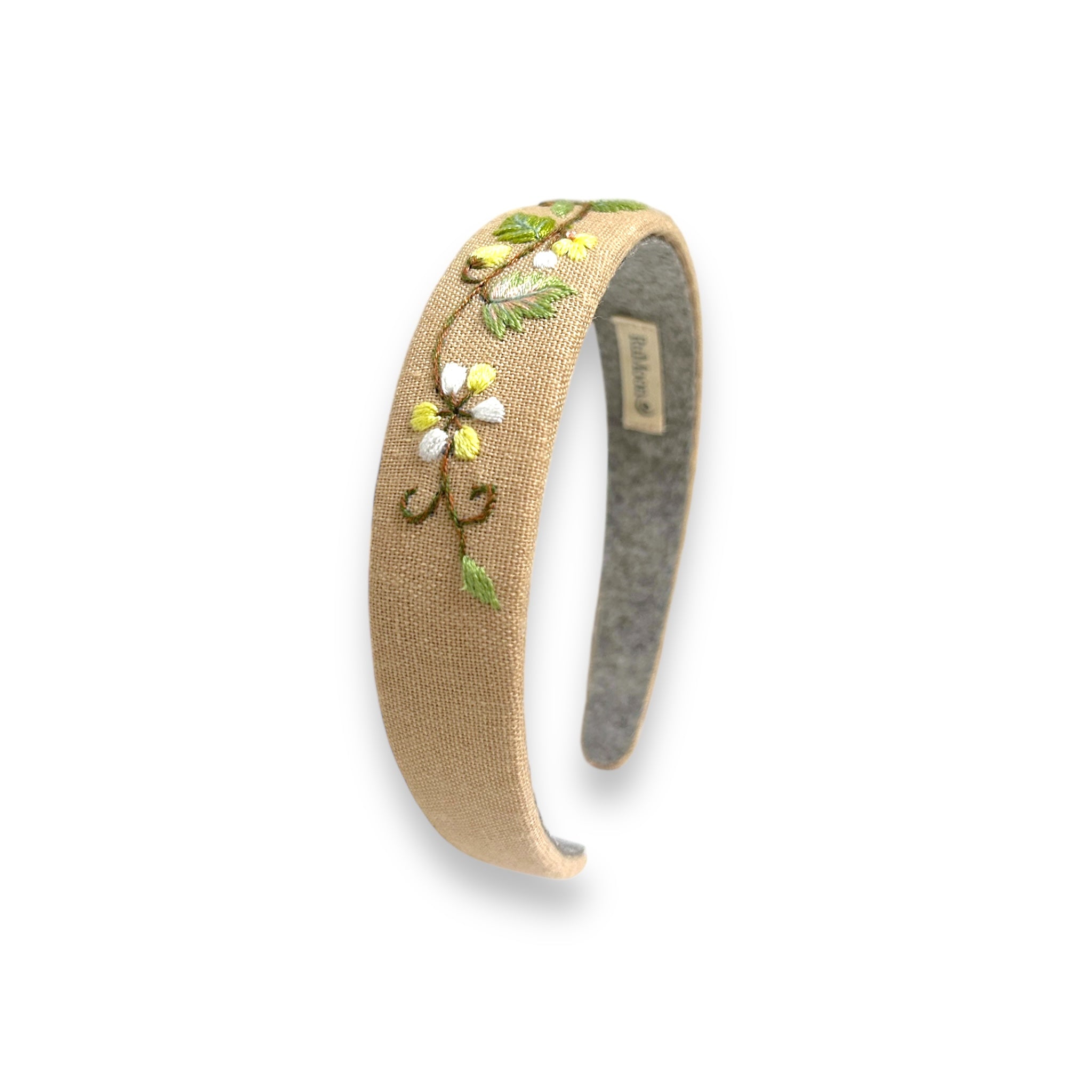 Floral Embroidered Beige Hairband