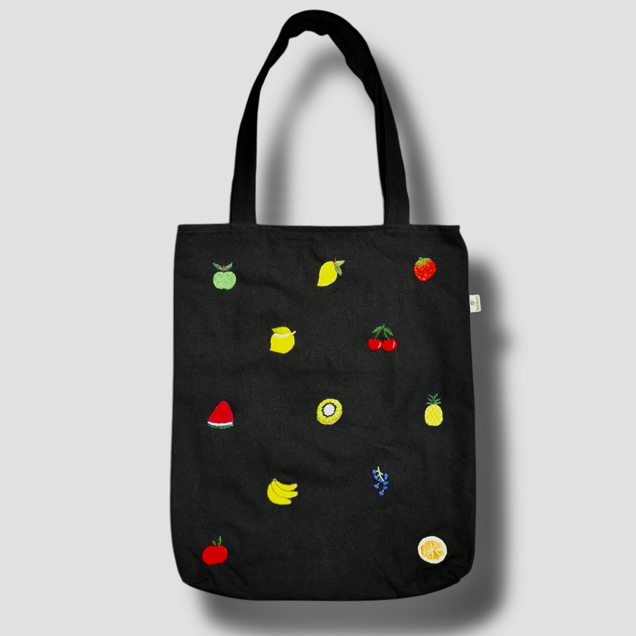 Fruity Embroidery Tote Bag Black