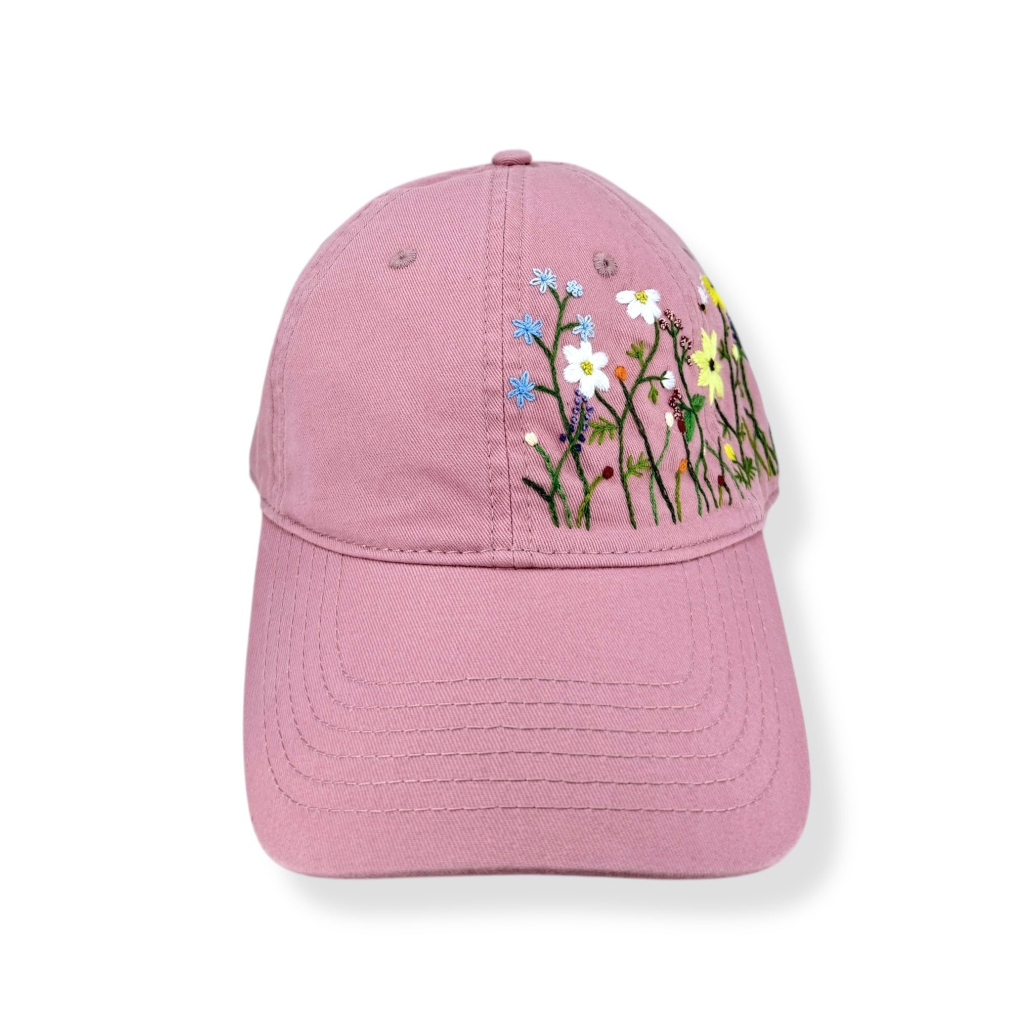 Dusty Pink Floral Embroidered Cap