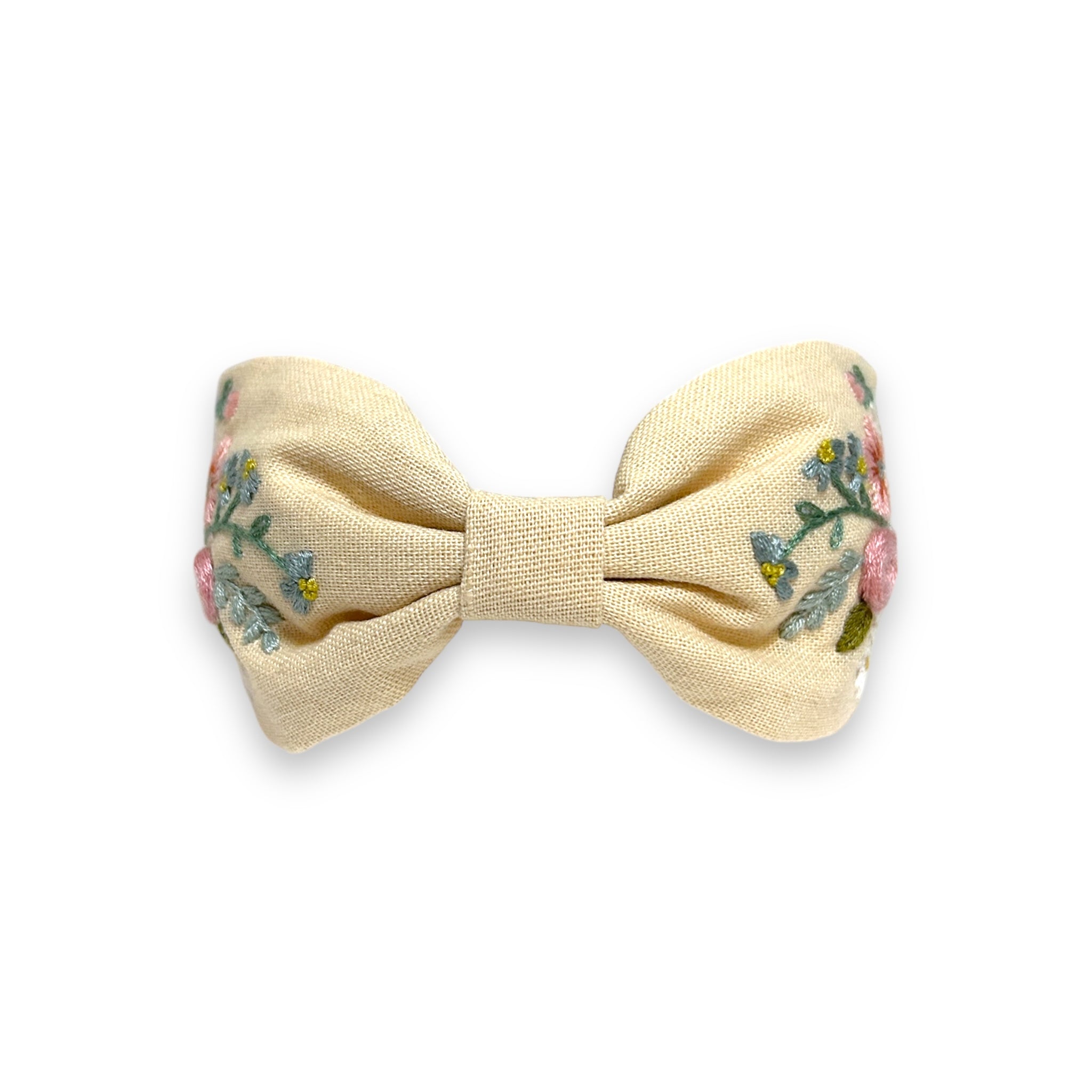 Warm Beige Floral Embroidered Headband