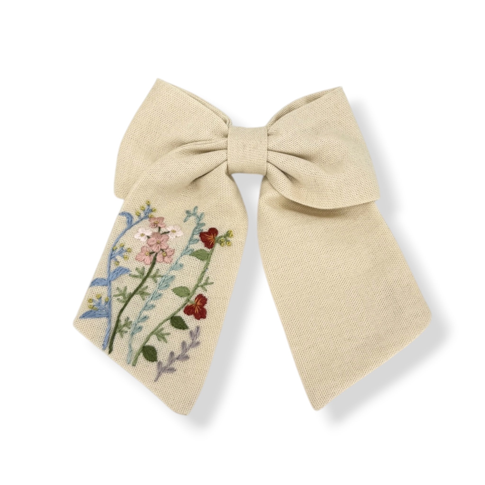 Wildflowers Beige Hand Embroidery Hair Barrette
