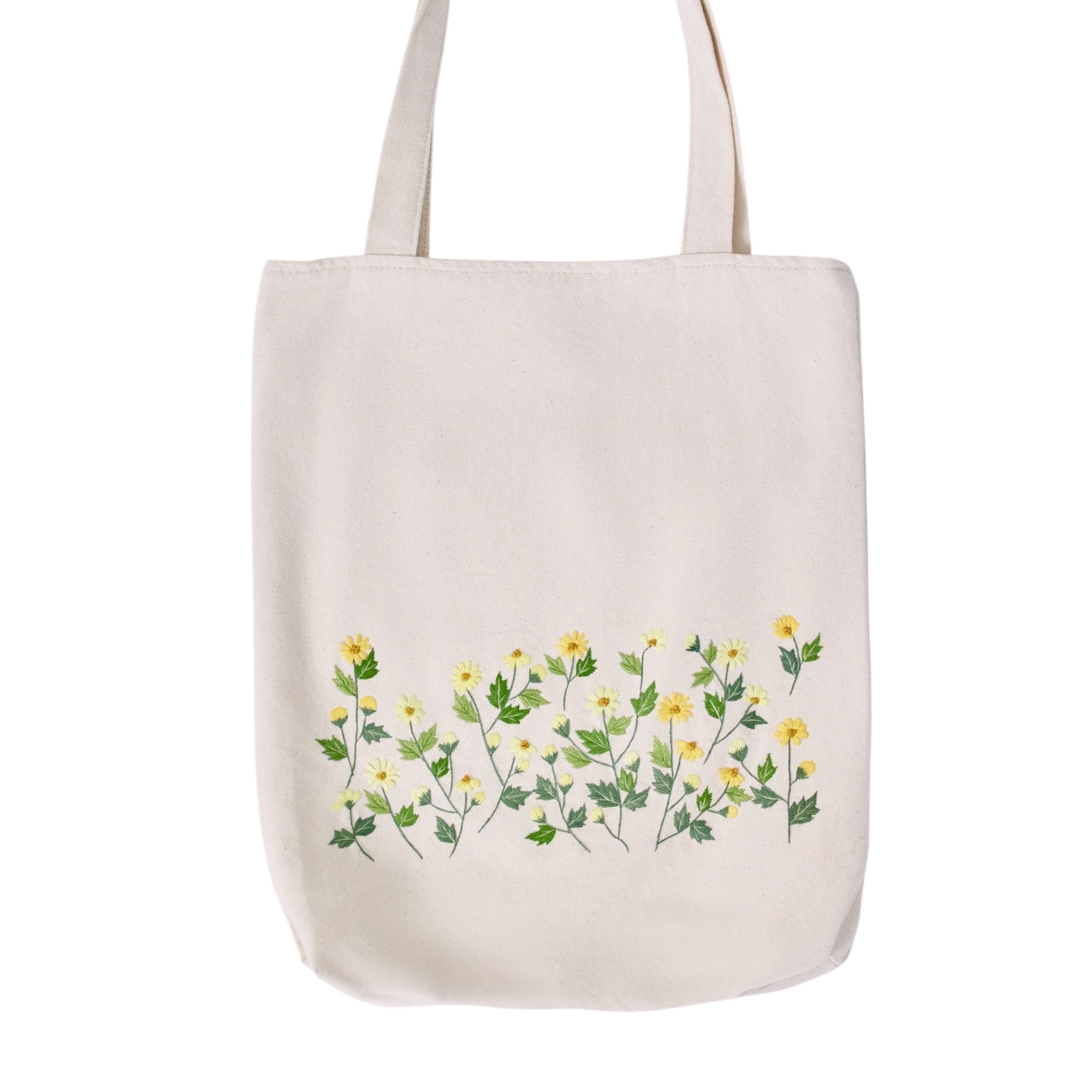 Yellow Daisy Embroidery Tote Bag