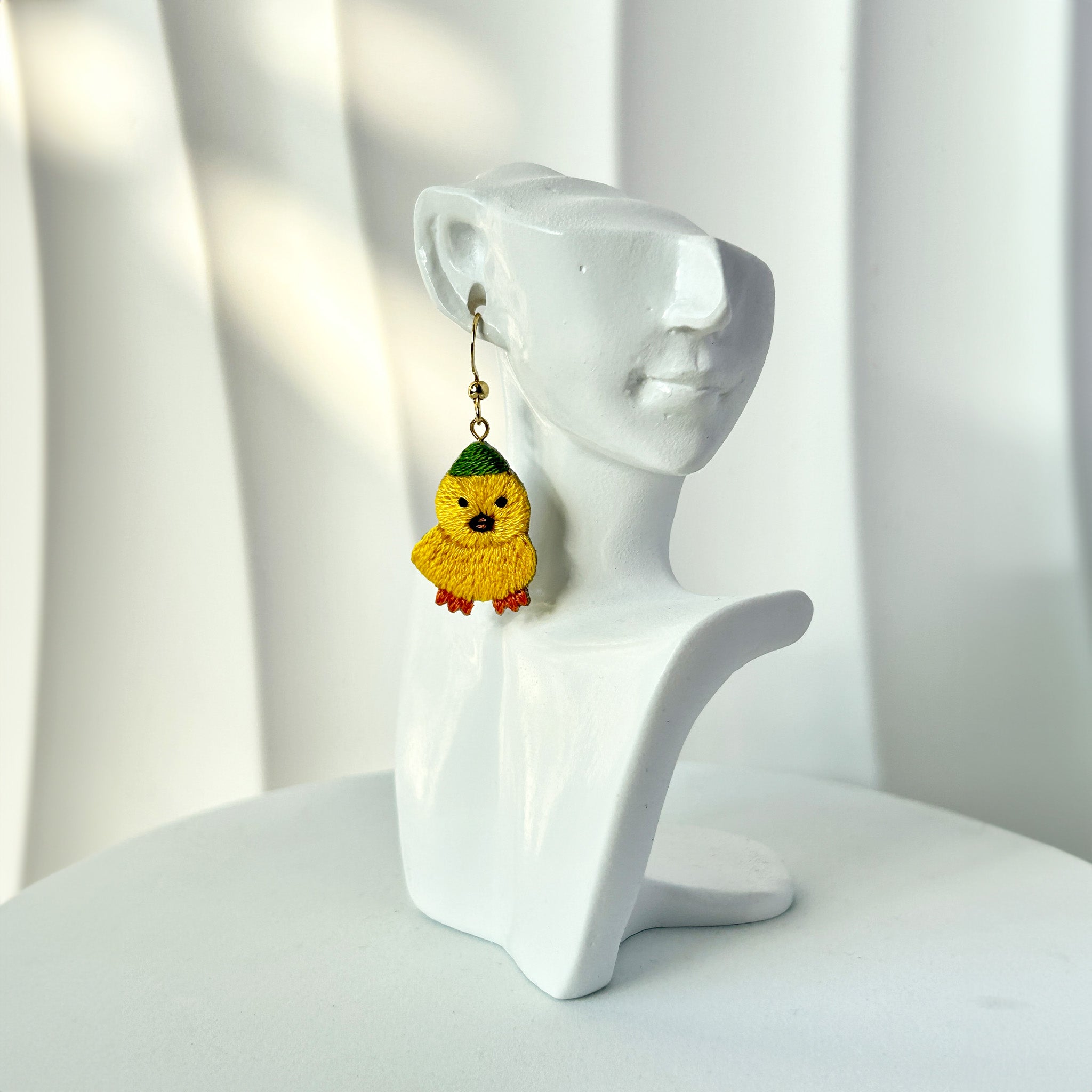 Little Yellow Duck Hand Embroidered Earrings
