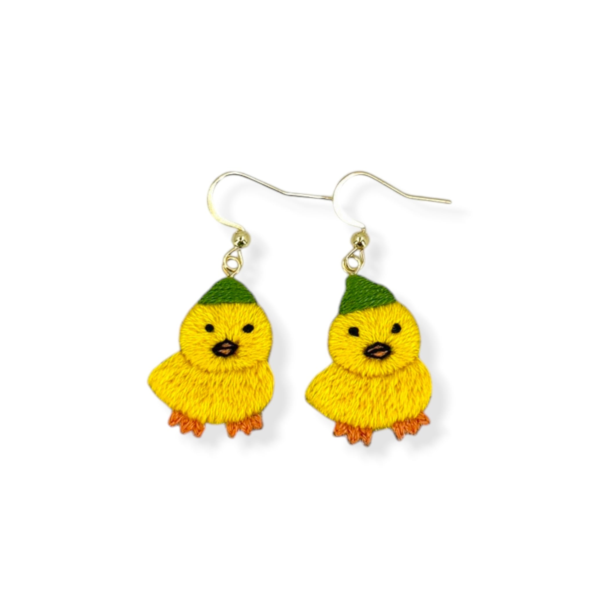 Little Yellow Duck Hand Embroidered Earrings
