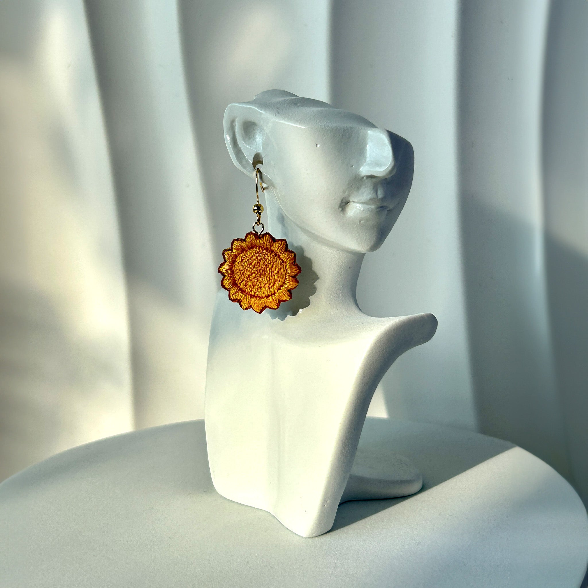 The Sun and The Moon Embroidered Earrings