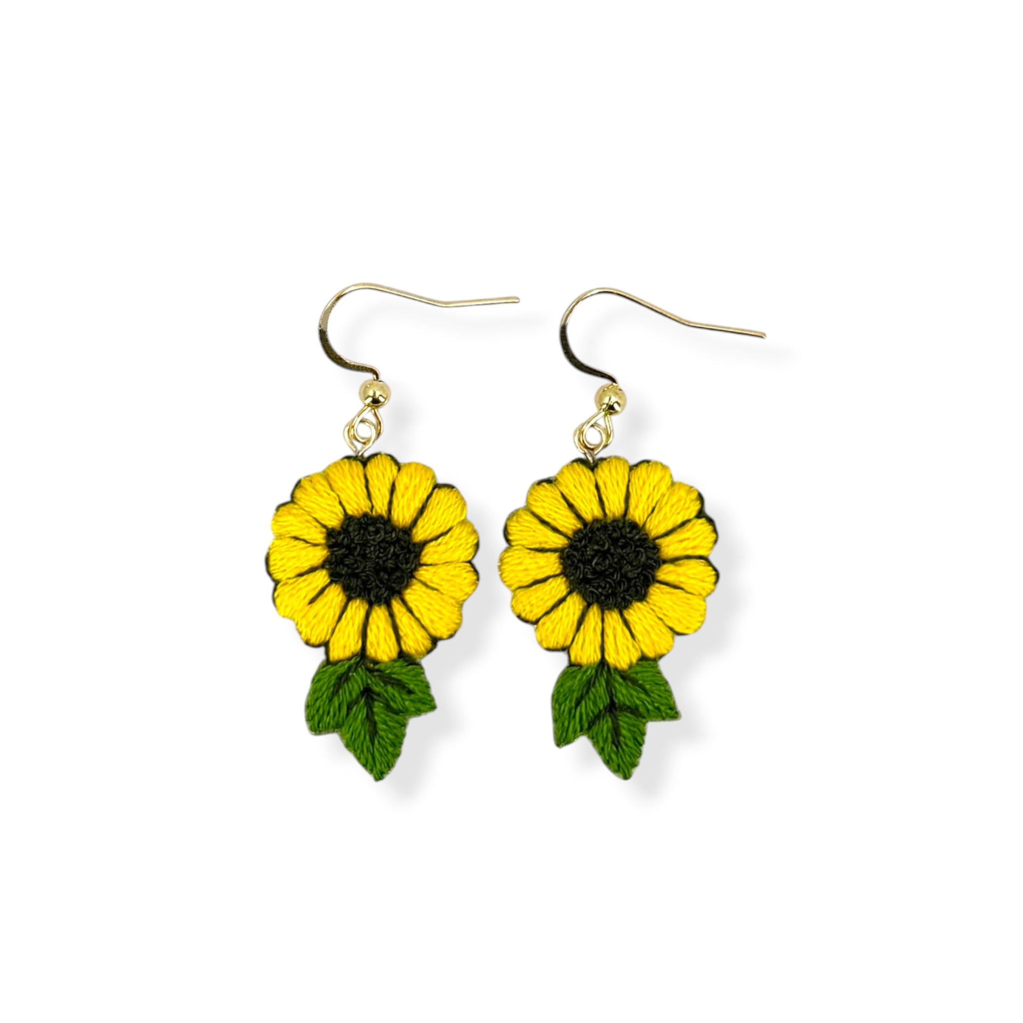 Yellow Daisy Hand Embroidered Earrings