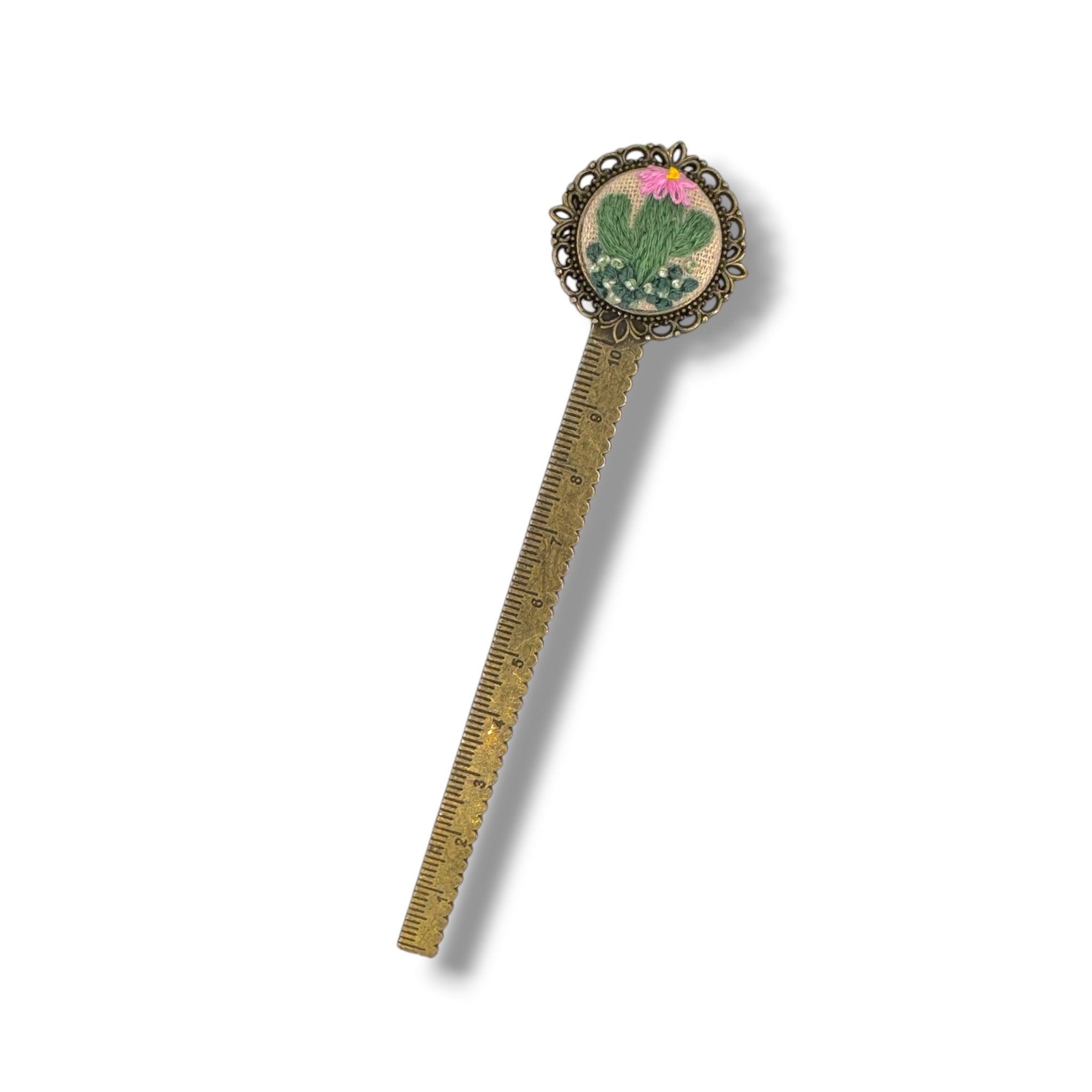 Cactus Hand Embroidered Bookmark