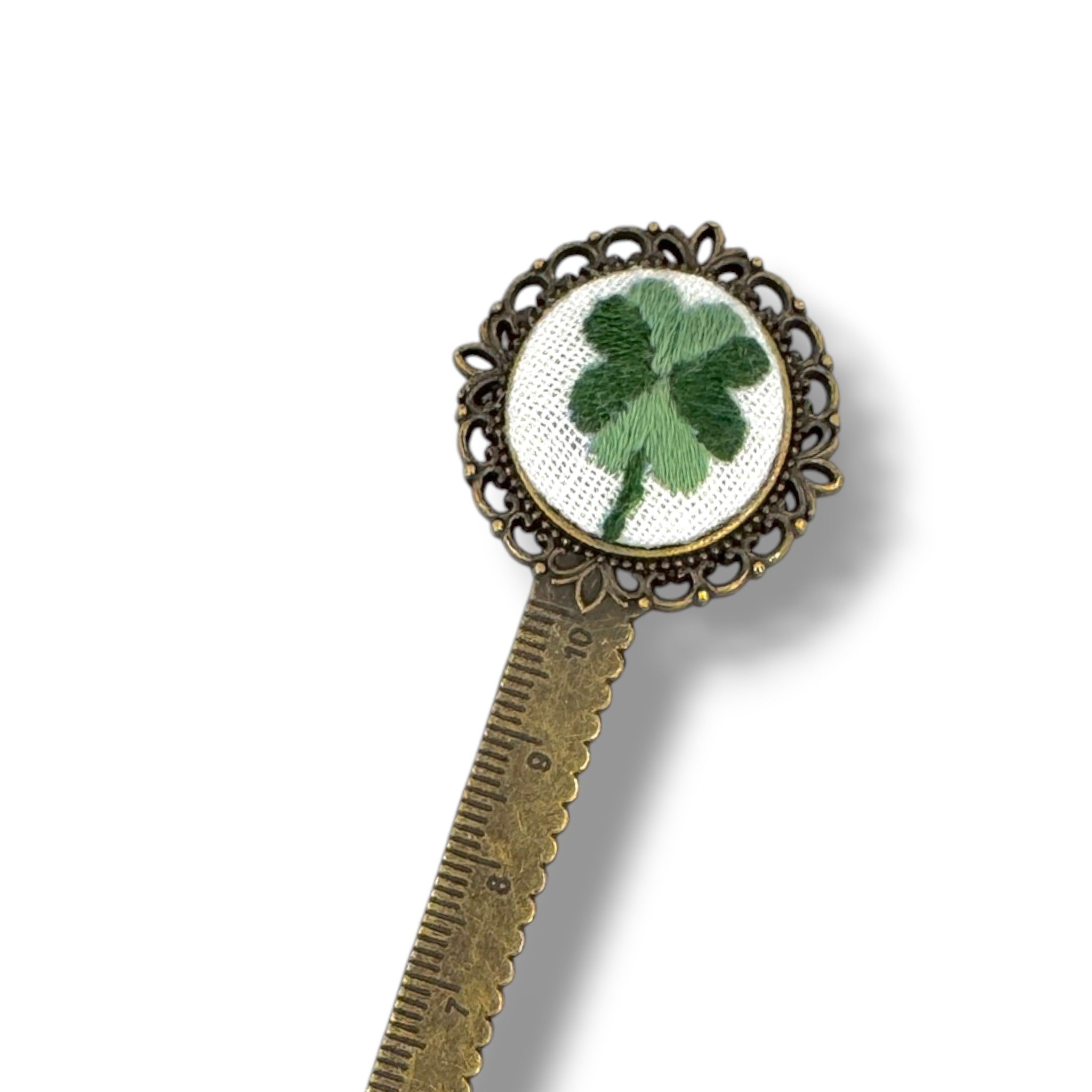 Lucky Leaf Hand Embroidered Bookmark