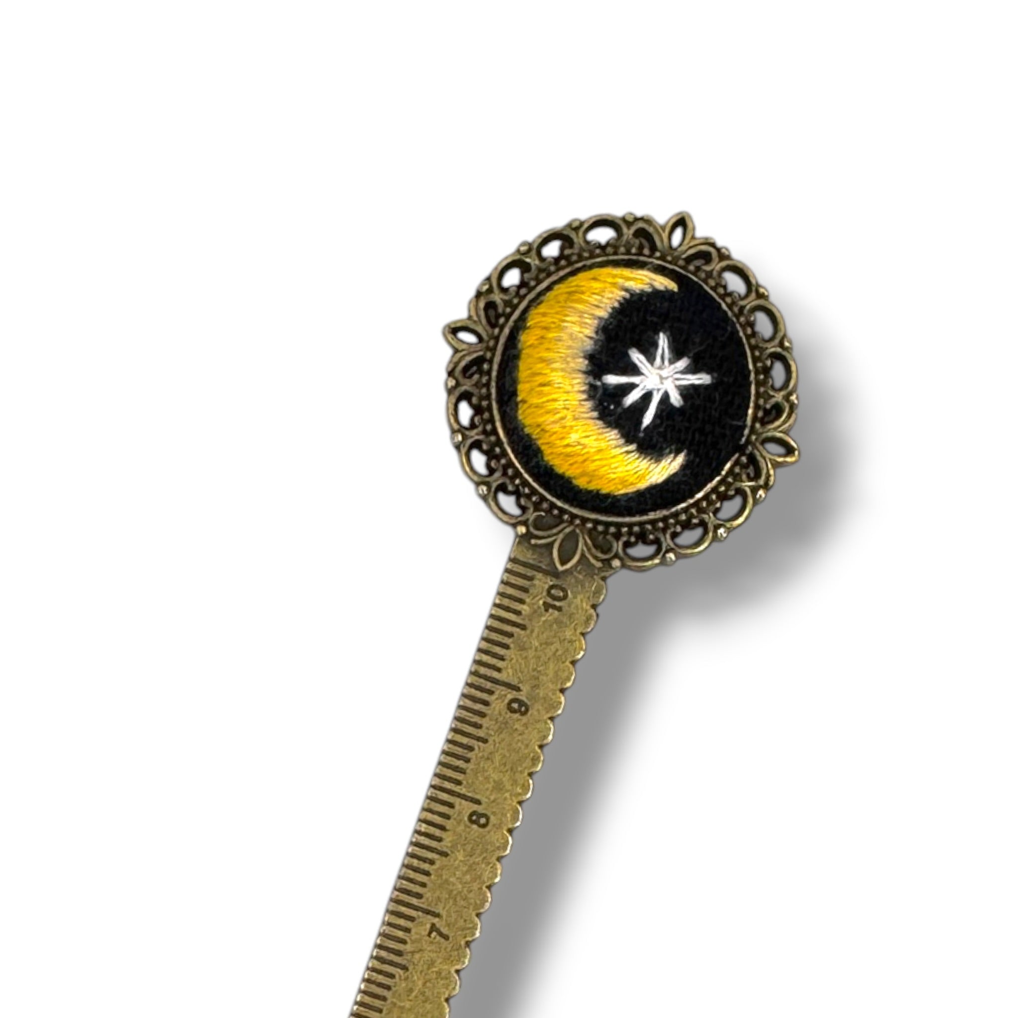 Moonlit Stars Hand Embroidered Bookmark