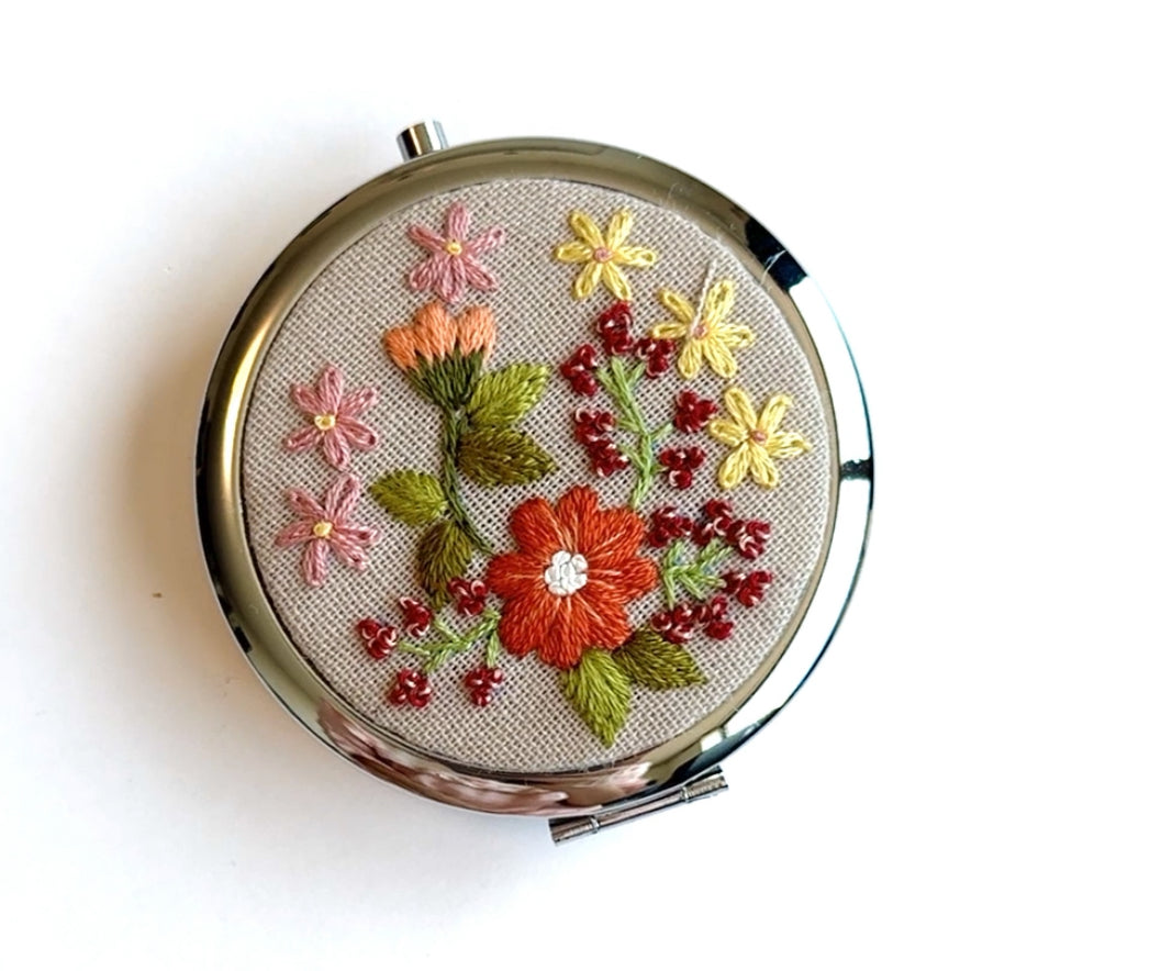 Hand Embroidered Compact Mirror