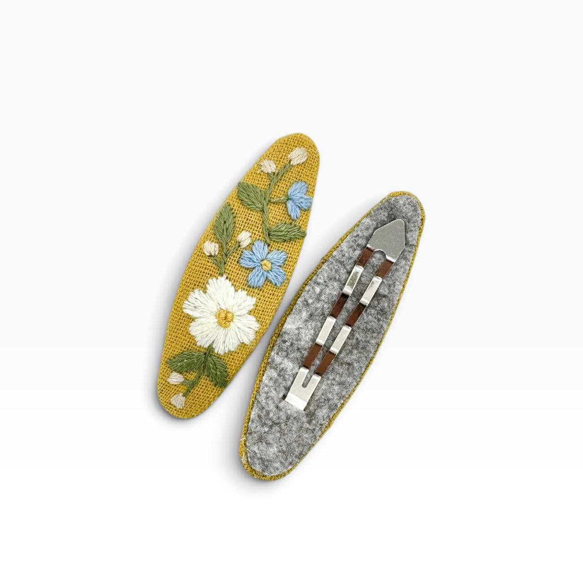 Golden Meadow Yellow Hand Embroidered Hair Clips