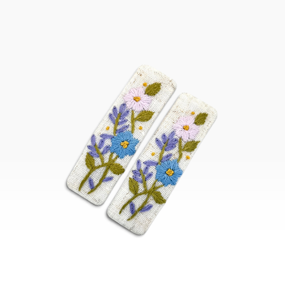Wildflower Daydream Linen Hand Embroidered Hair Clips