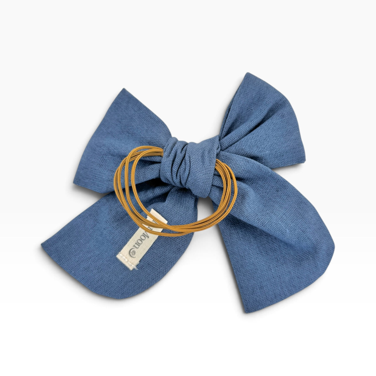 Buttercup White Lily Blue Embroidered Hair Bow