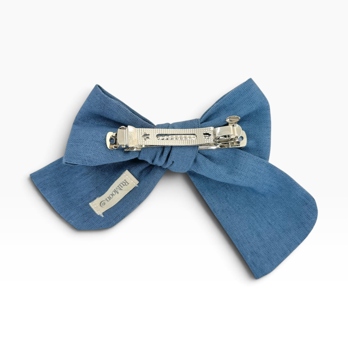 Buttercup White Lily Blue Embroidered Hair Bow