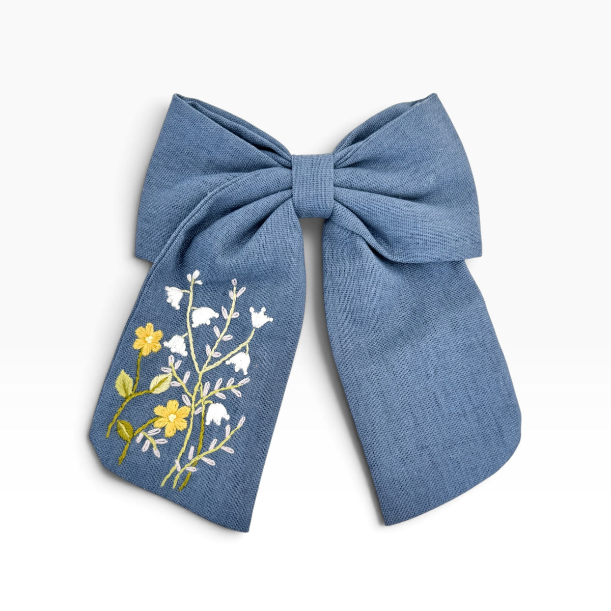 Buttercup Lily Blue Embroidered Hair Barrette