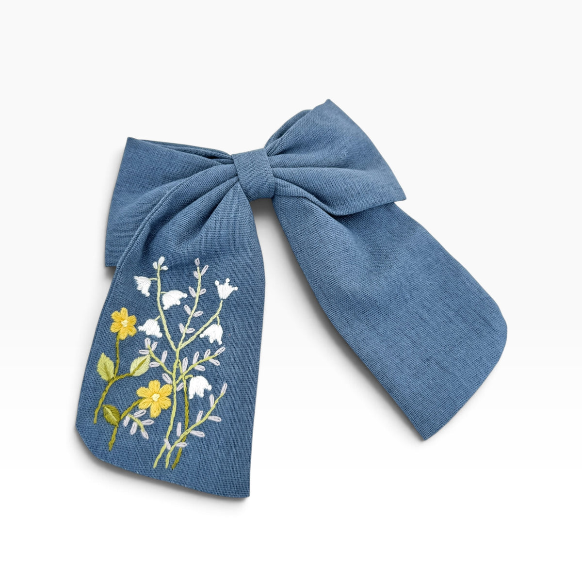 Buttercup Lily Blue Embroidered Hair Barrette