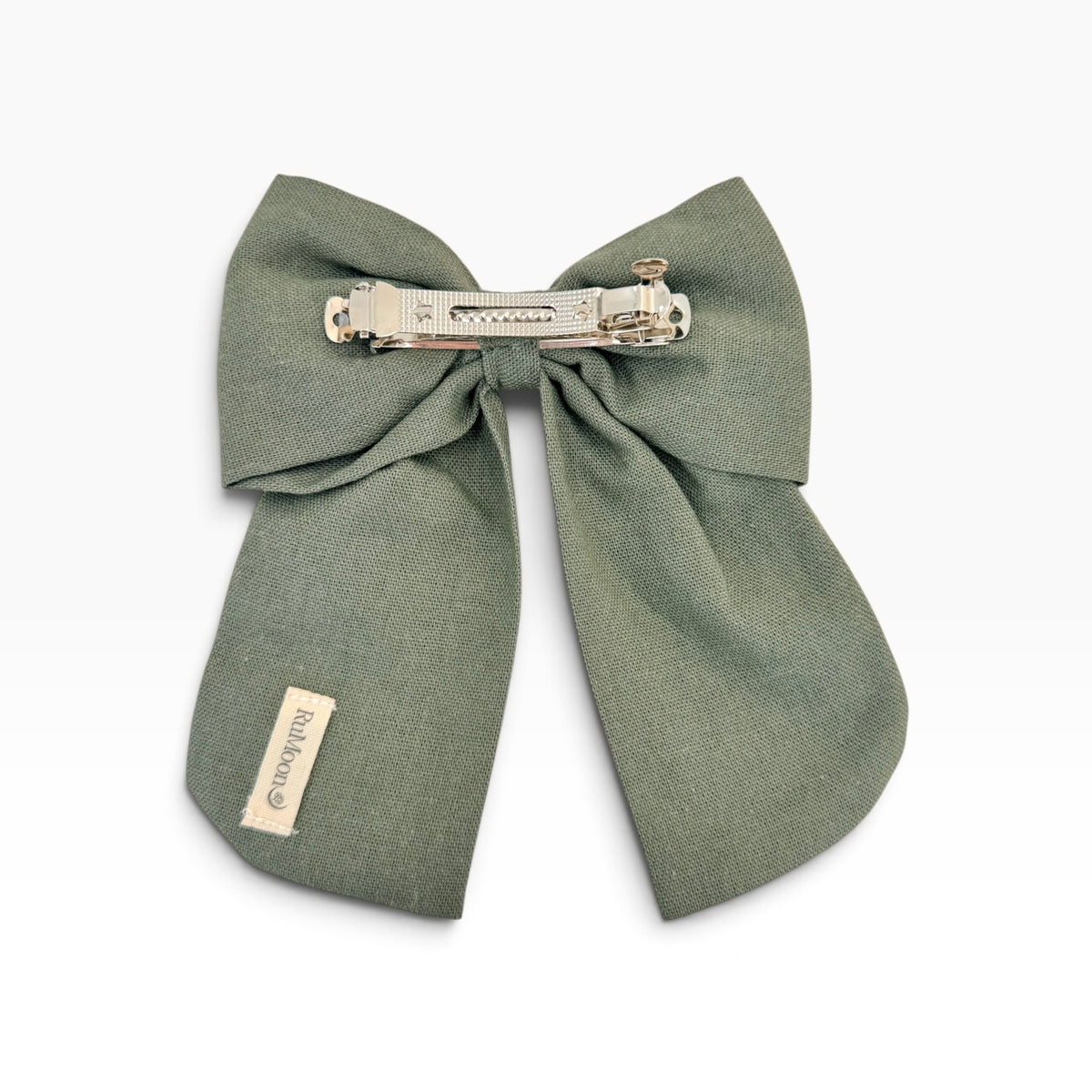 Woodland Mushroom Sage Green Embroidered Hair Barrette