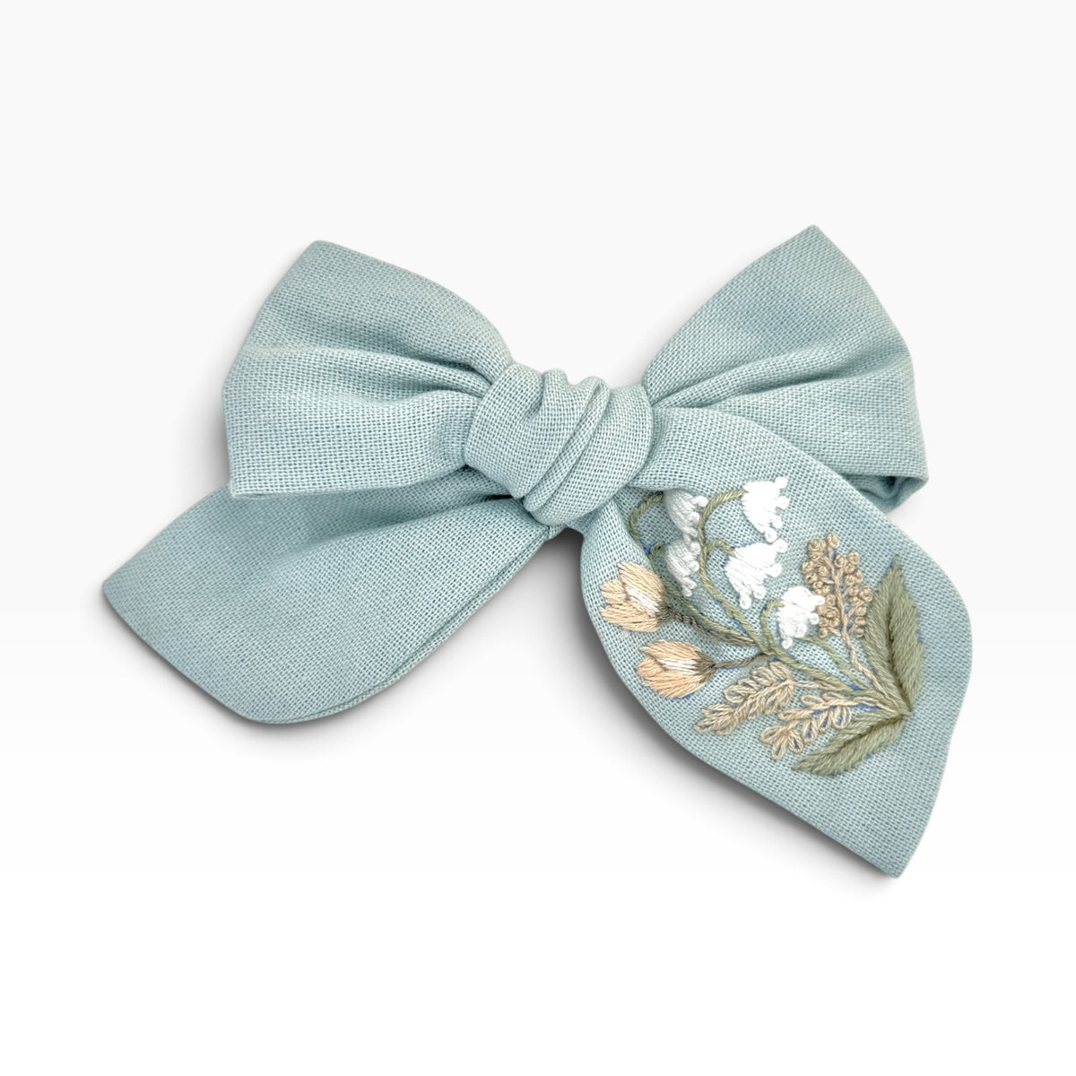 Lily Tulip Pastel Blue Embroidered Hair Bow