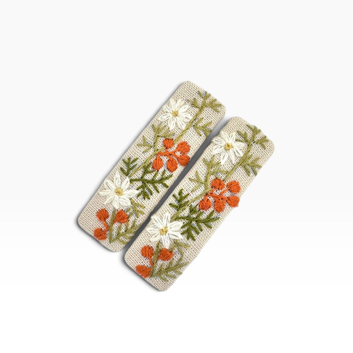 Holidays Vibe Beige Hand Embroidered Hair Clips