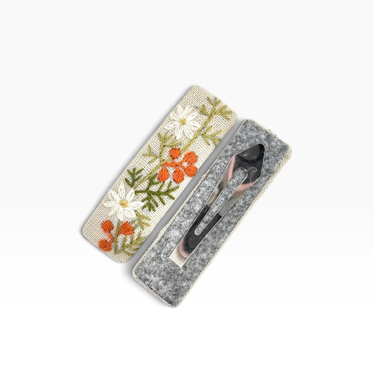 Holidays Vibe Beige Hand Embroidered Hair Clips