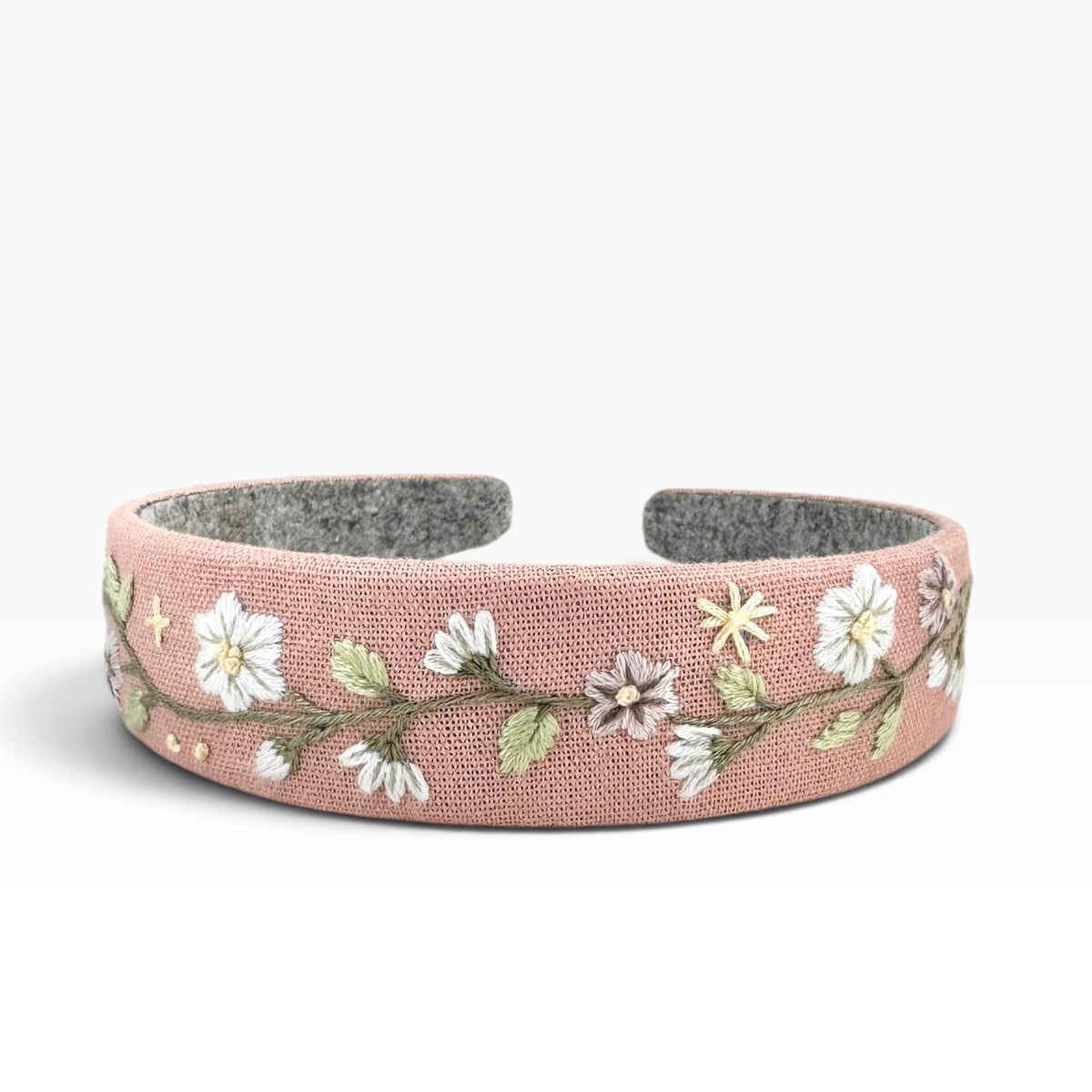 Blush Bloom Dusty Pink Hand Embroidered Headband