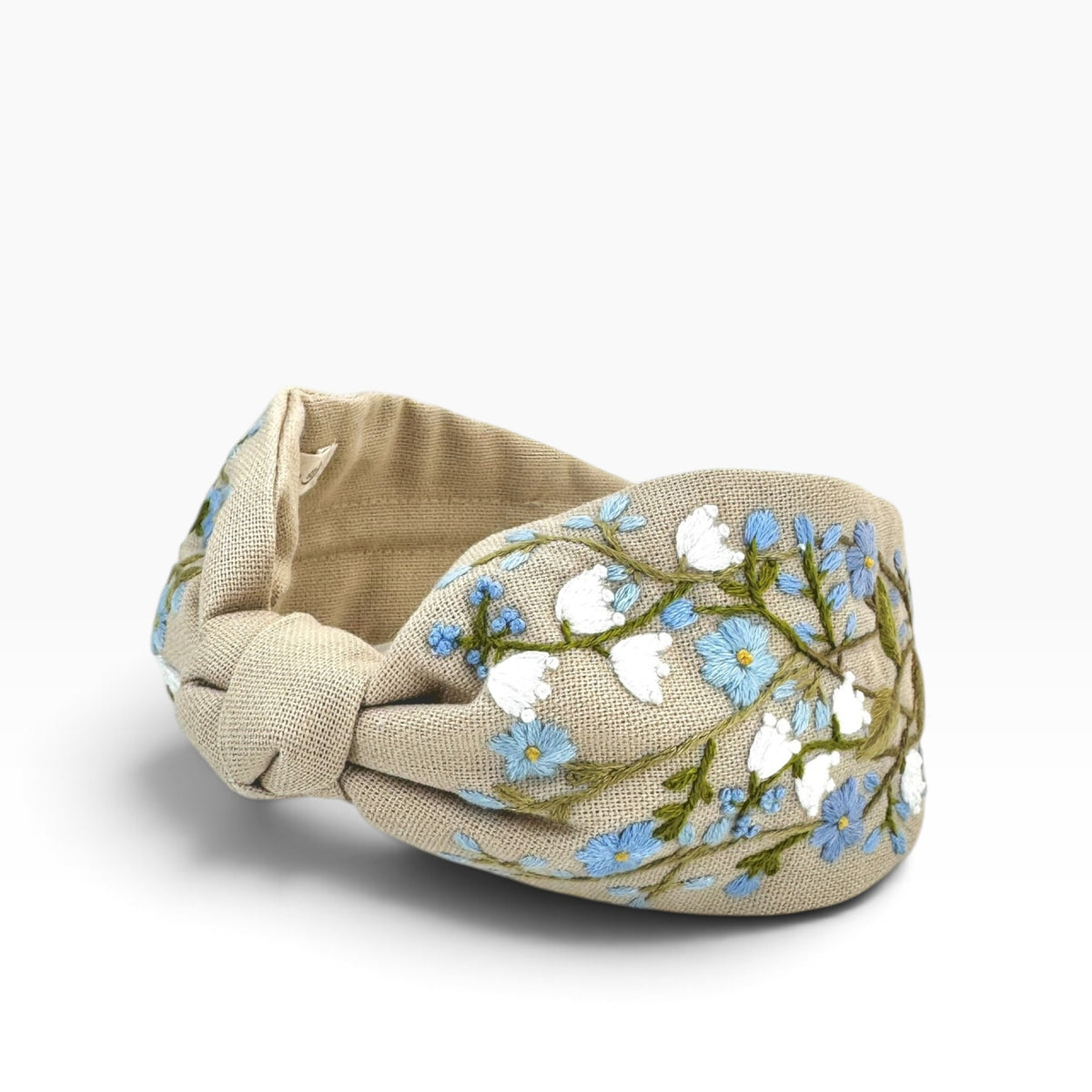 Bluebell Meadow Beige Embroidered Headband