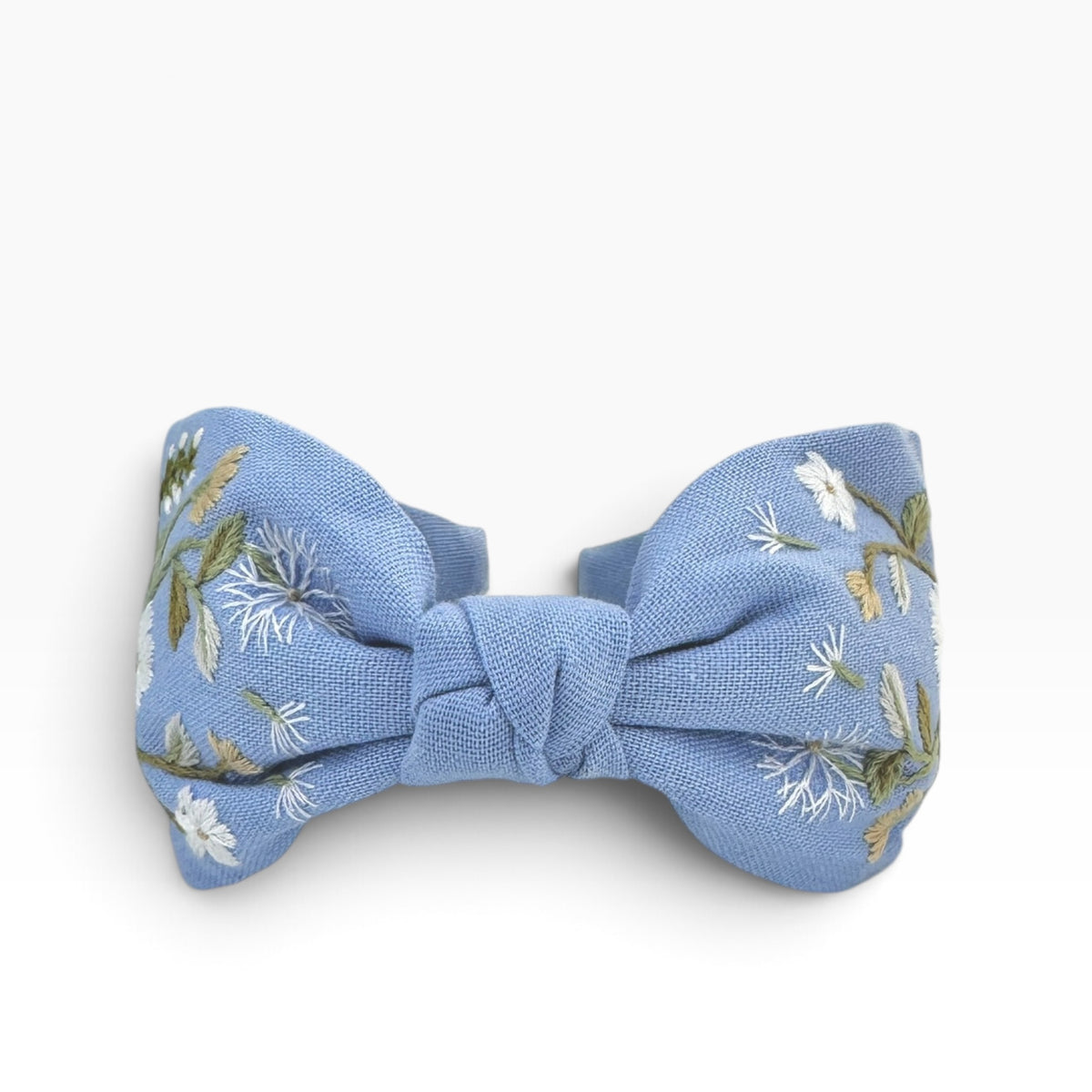 Daisy Dandelion Blue Embroidered Headband