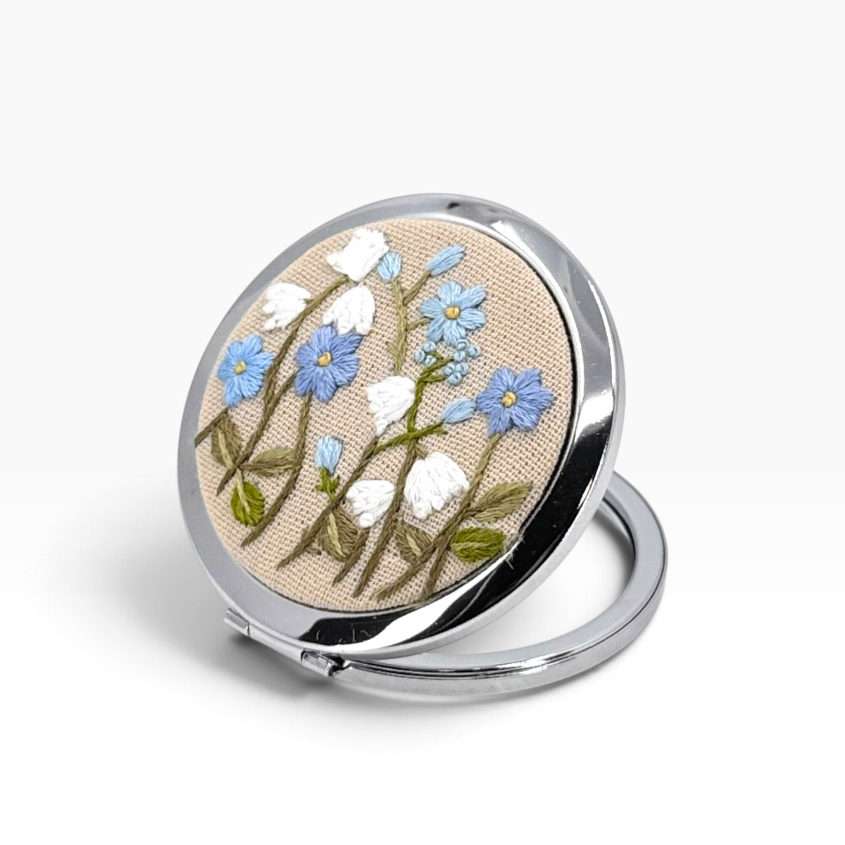 Forget Me Not Lily Beige Compact Pocket Mirror