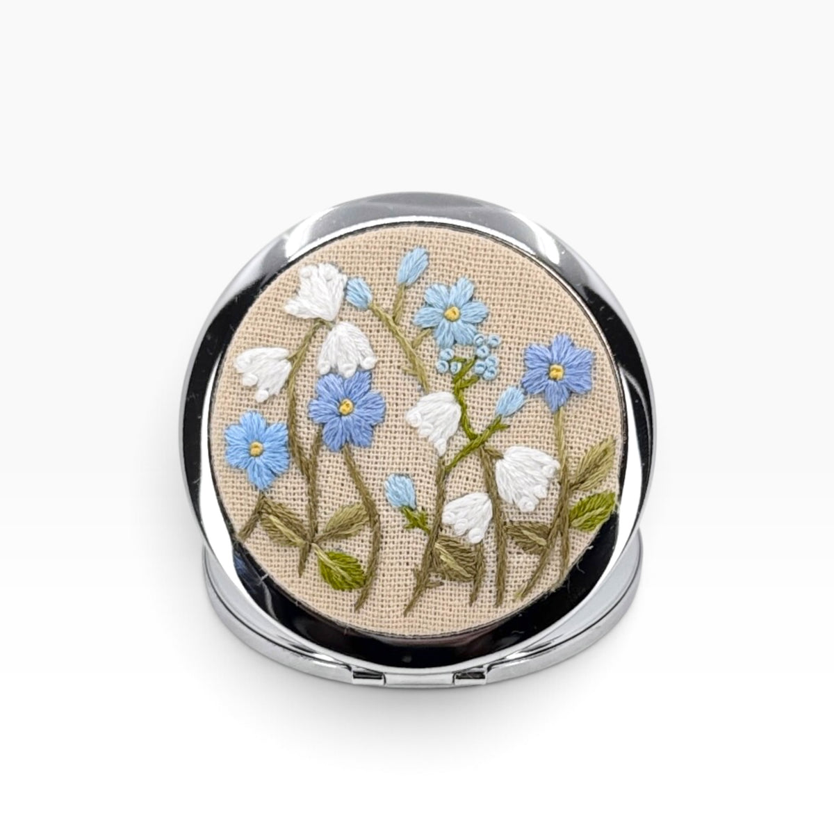 Forget Me Not Lily Beige Compact Pocket Mirror