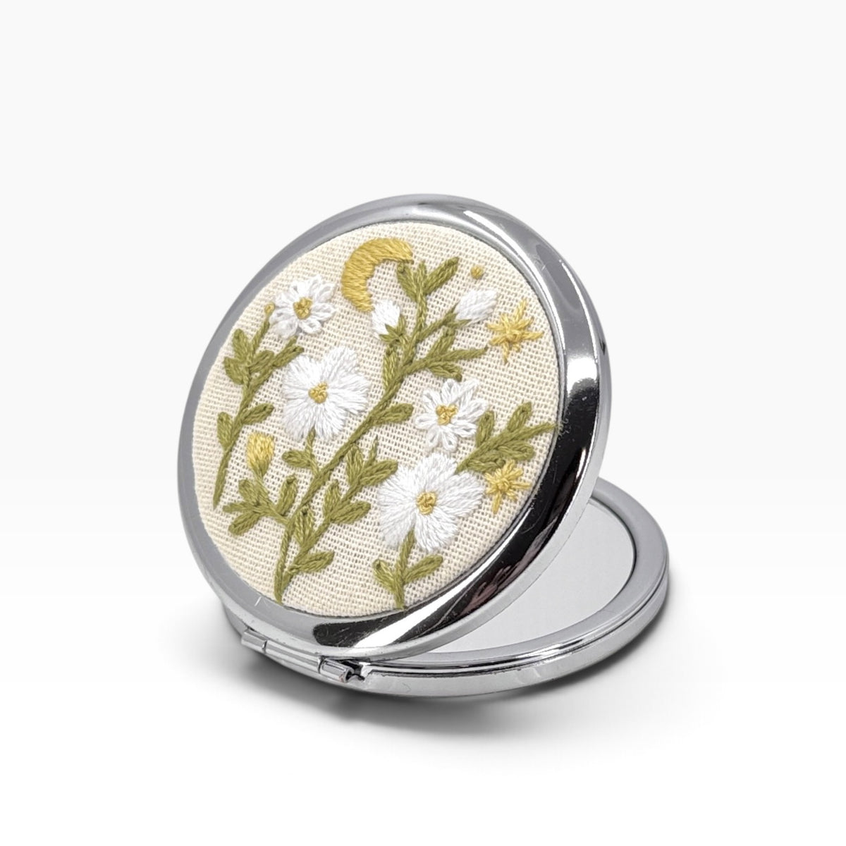 Moonlit Meadow Beige Compact Pocket Mirror