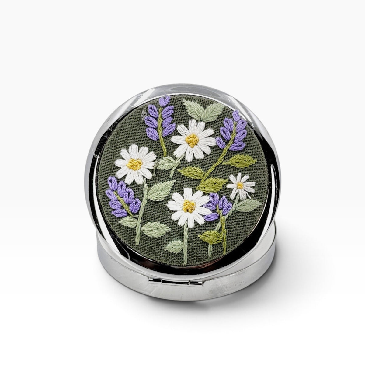 Lavender Garden Olive Green Compact Case Container