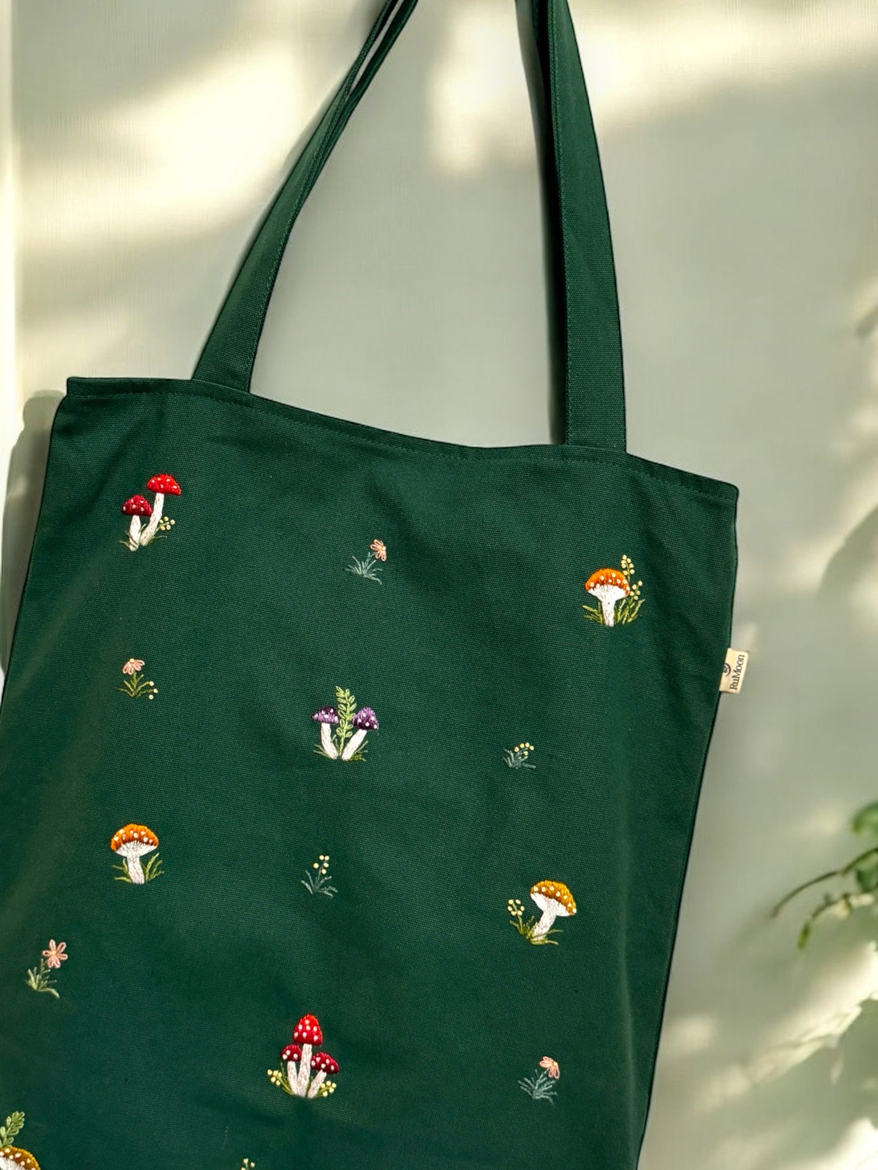 Mushroom Embroidery Tote Bag