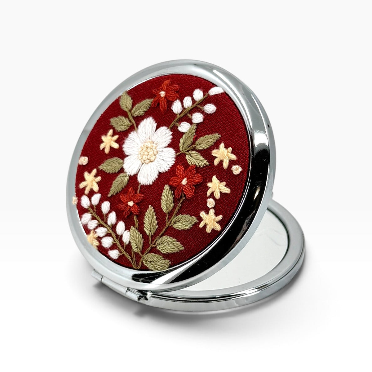 Red Bloom Compact Pocket Mirror
