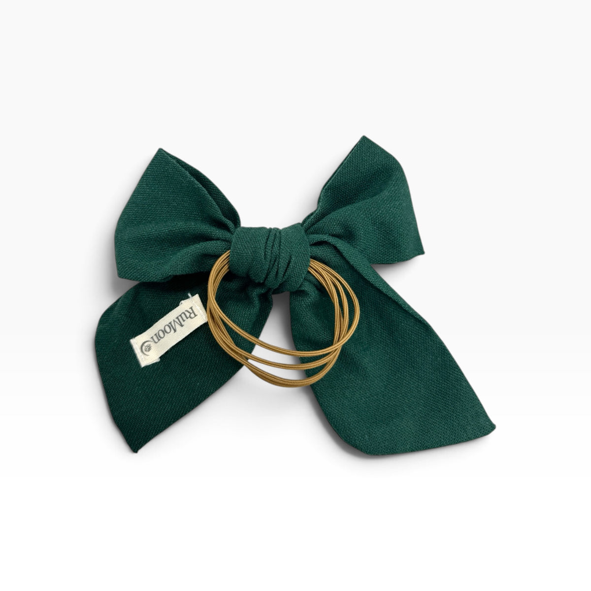 Forest Wildflower Hand-Embroidered Green Bow