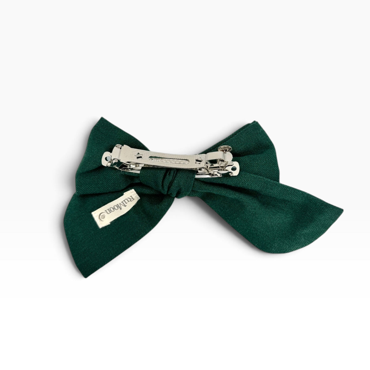 Forest Wildflower Hand-Embroidered Green Bow