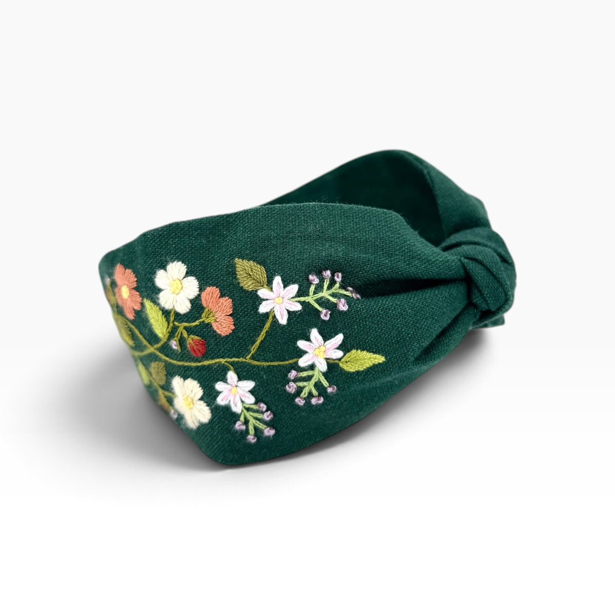 Emerald Bloom Green Embroidered Headband