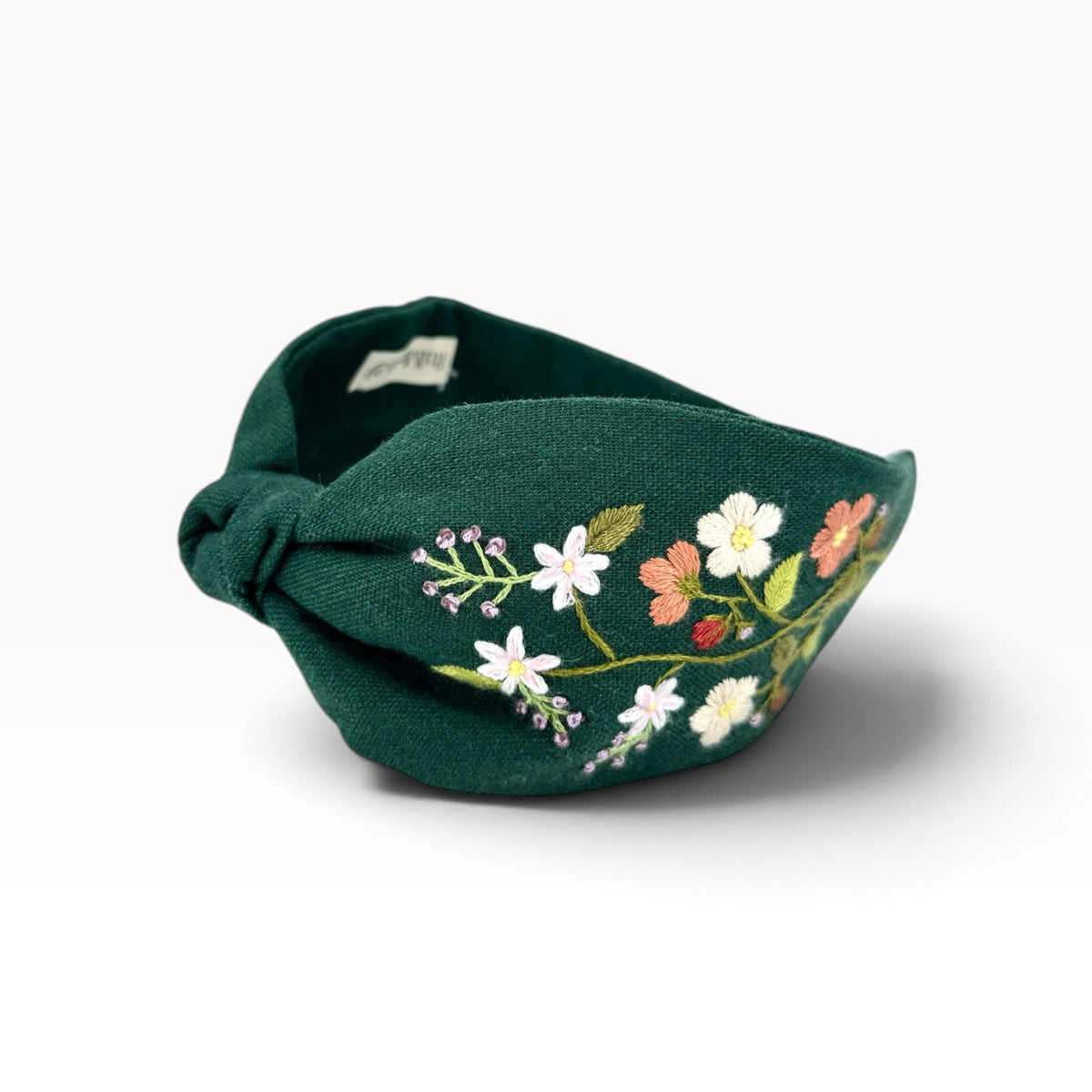 Emerald Bloom Green Embroidered Headband