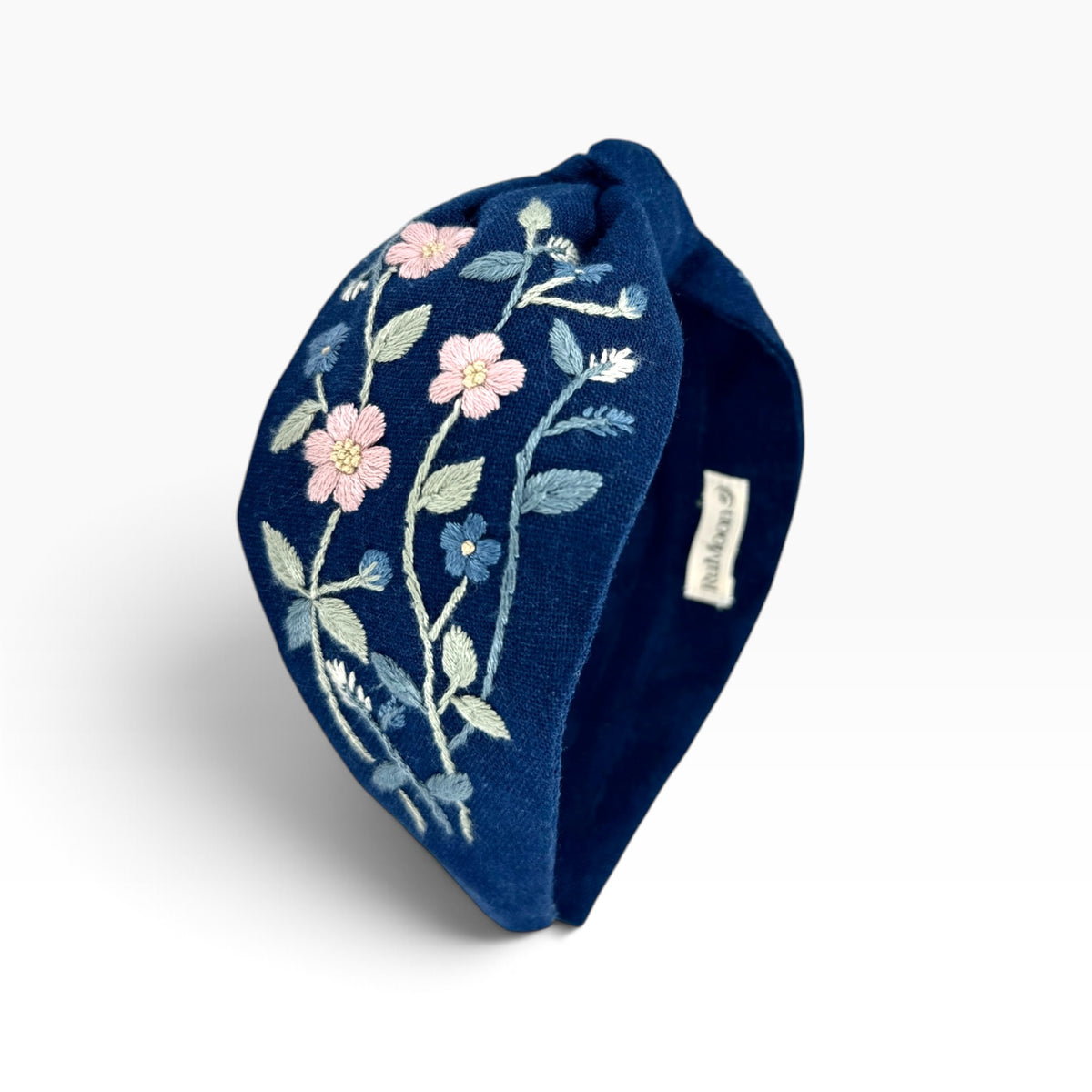Classic Navy Embroidered Headband