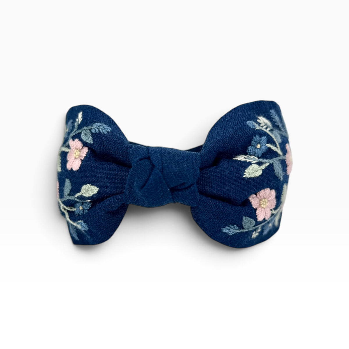 Classic Navy Embroidered Headband