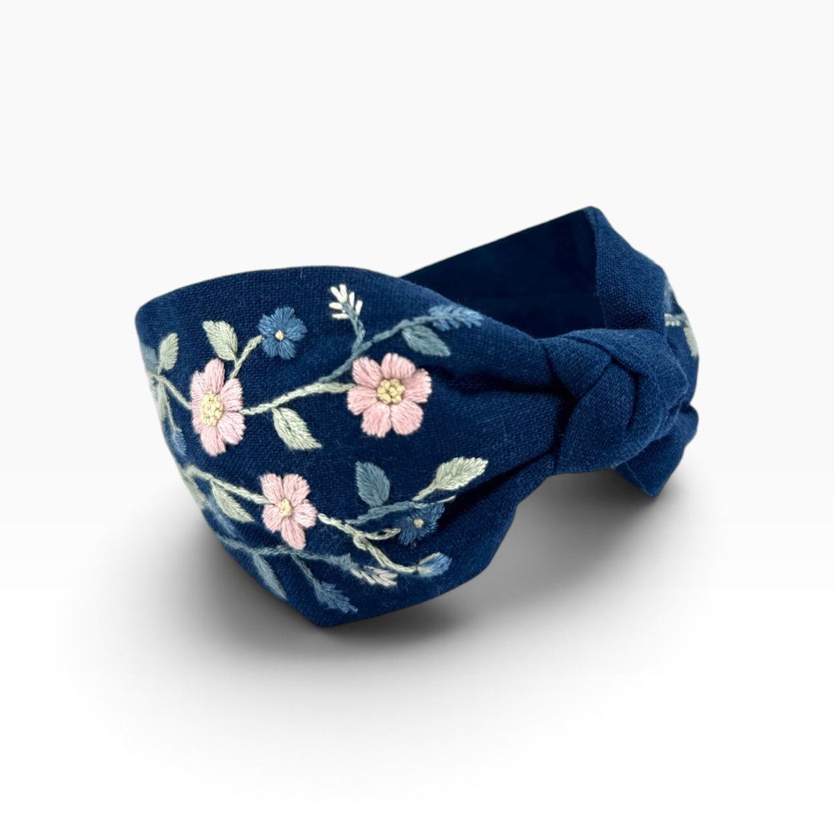 Classic Navy Embroidered Headband