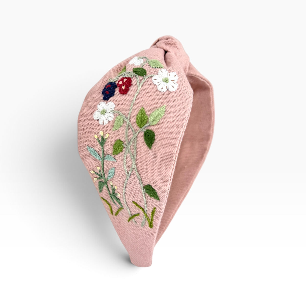 Wild Berries Floral Pink Embroidered Headband