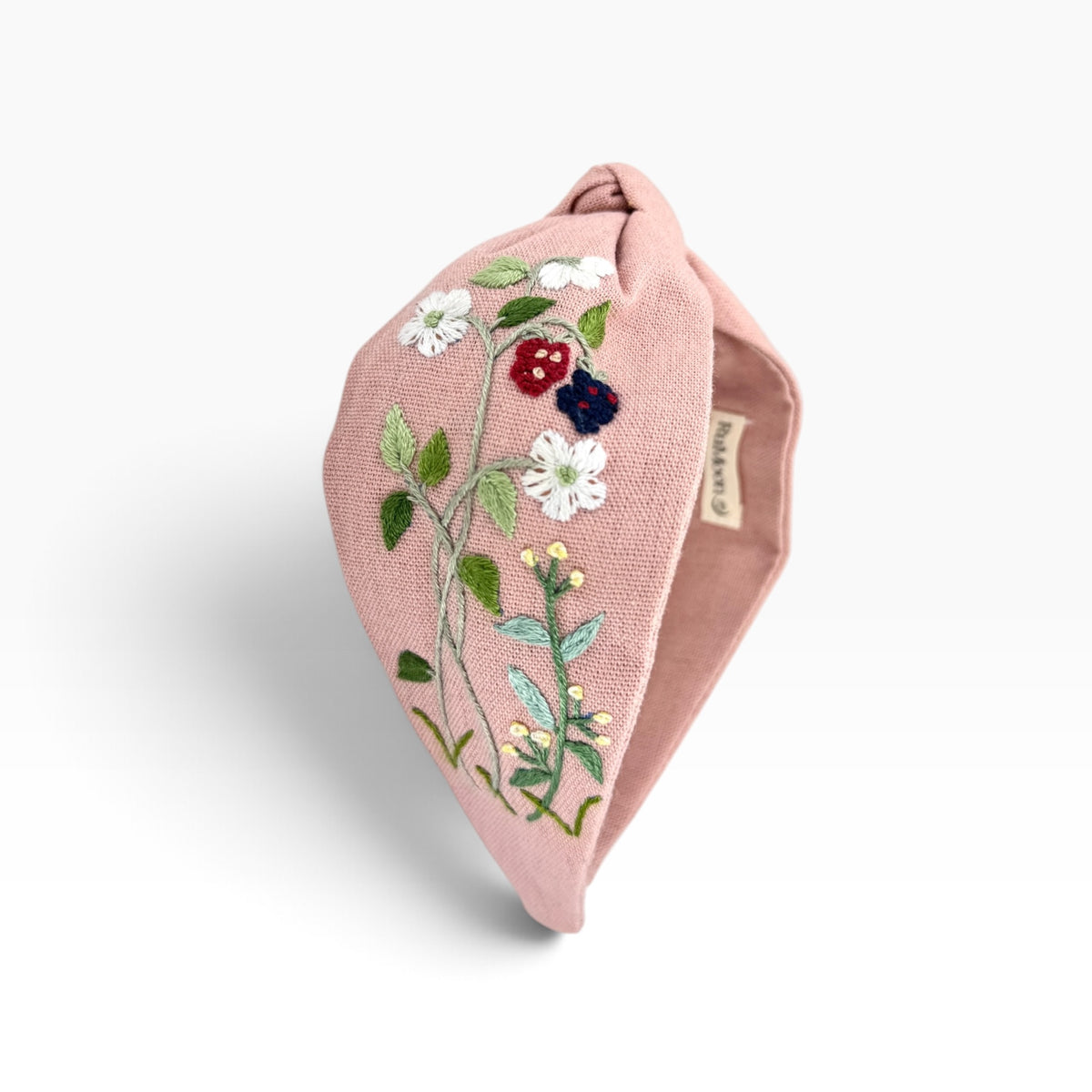 Wild Berries Floral Pink Embroidered Headband