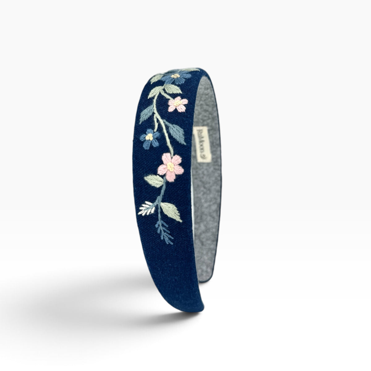 Classic Navy Hand Embroidered Headband
