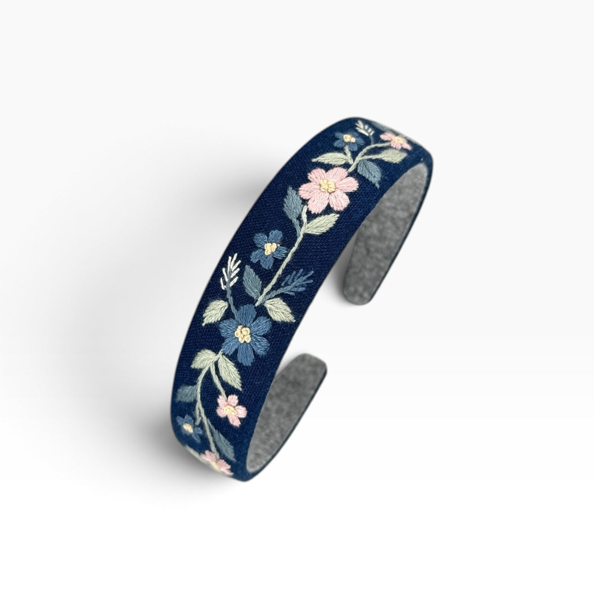 Classic Navy Hand Embroidered Headband