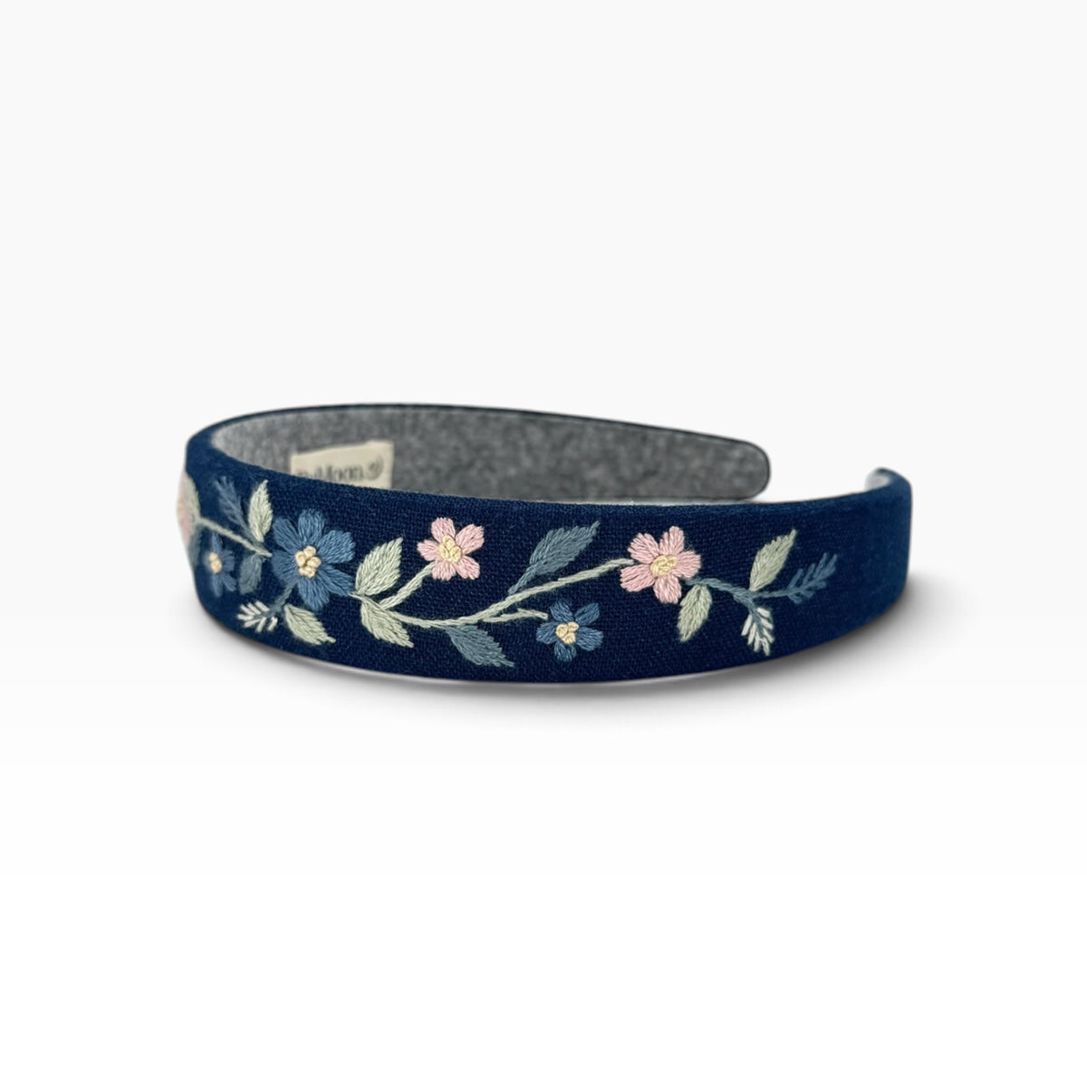 Classic Navy Hand Embroidered Headband