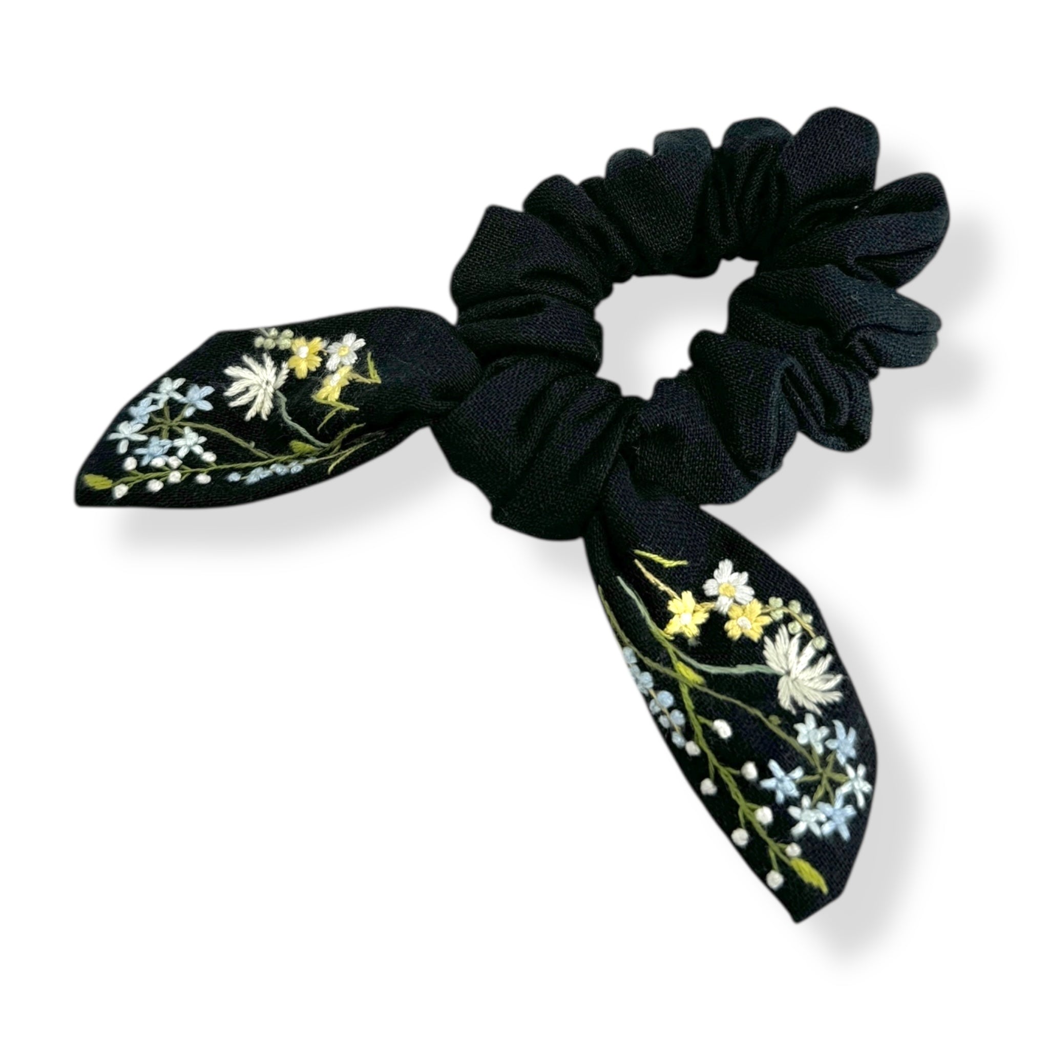Black Hand Embroidery Scrunchies