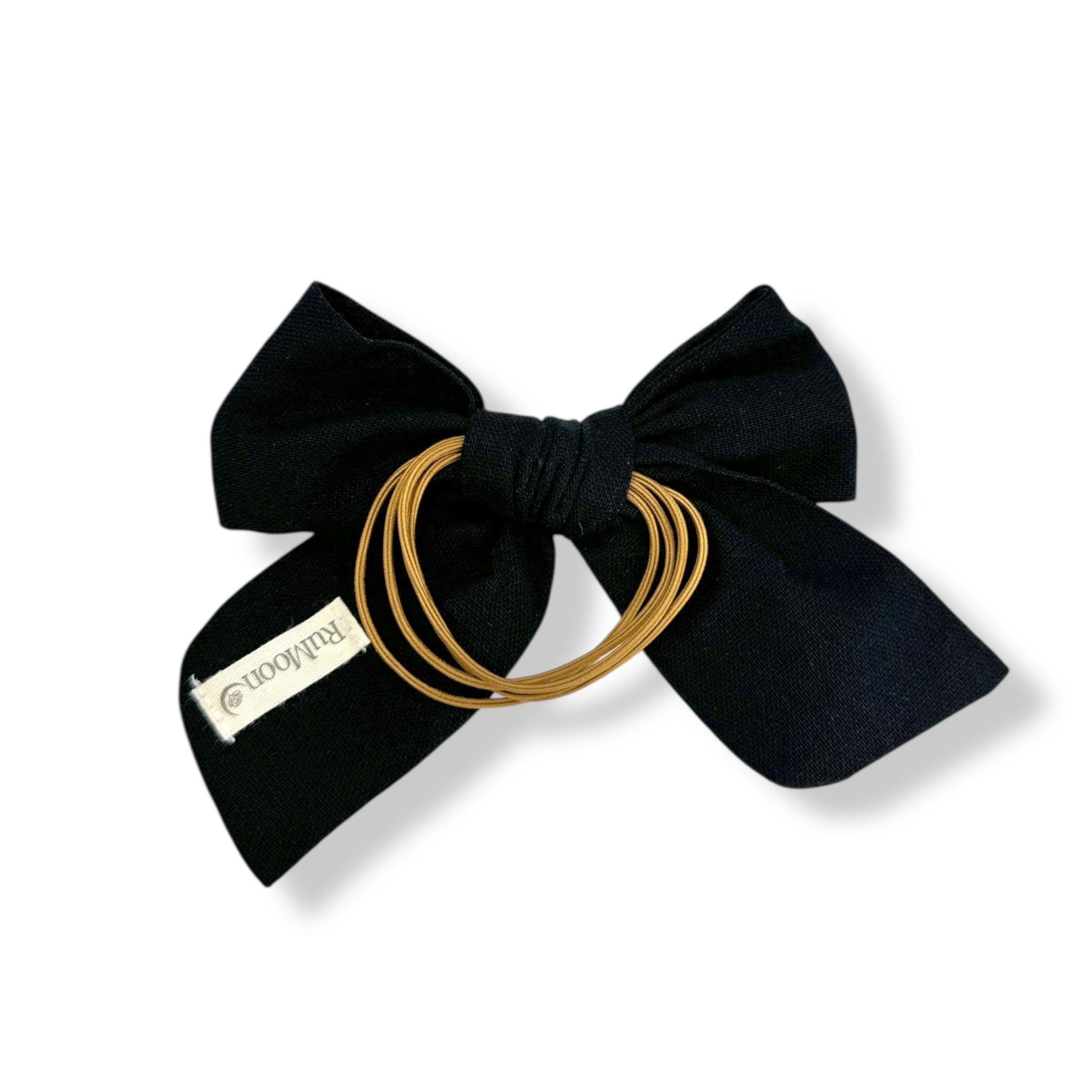 Midnight Black Embroidered Hairbow