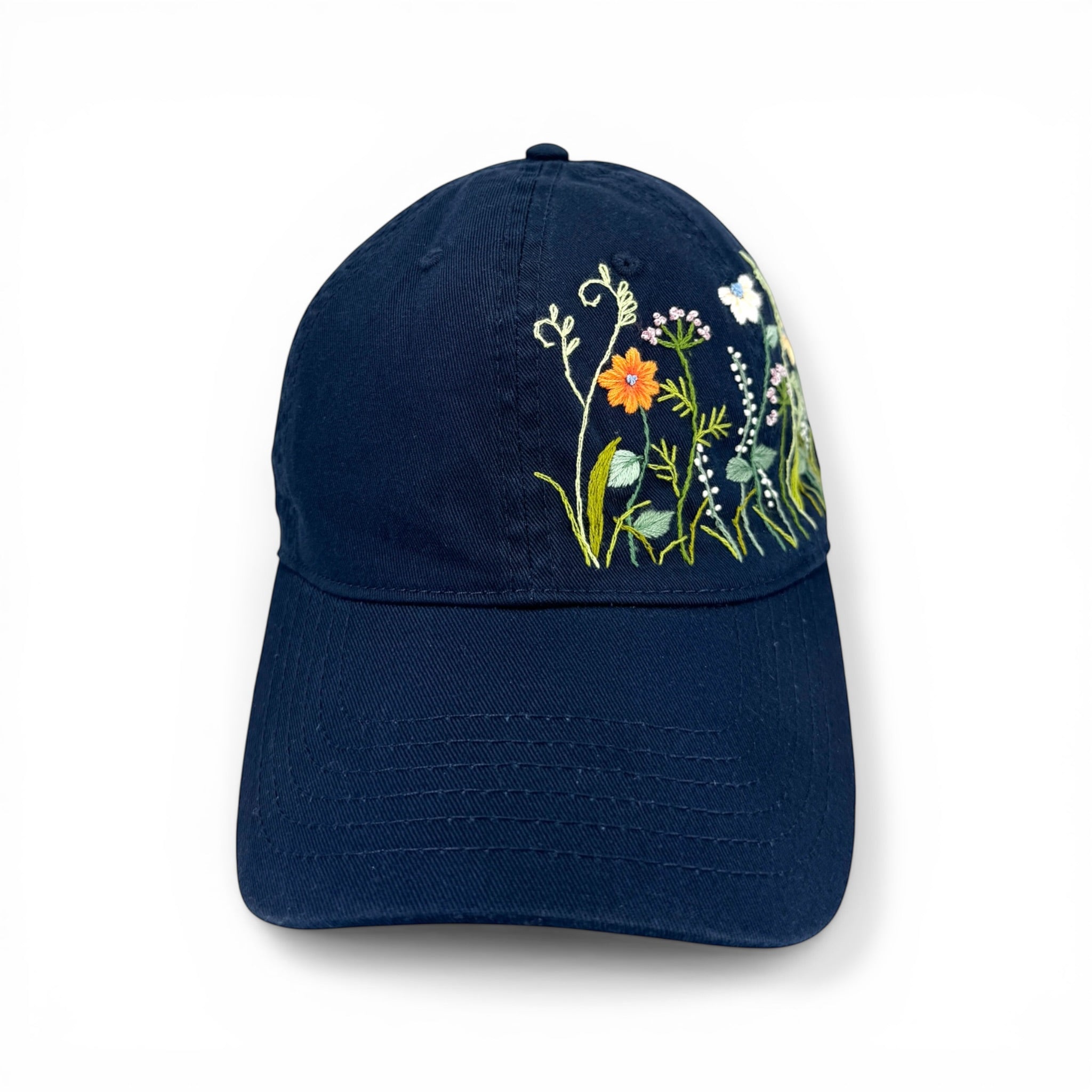 Botanical Deep Blue Embroidered Cap