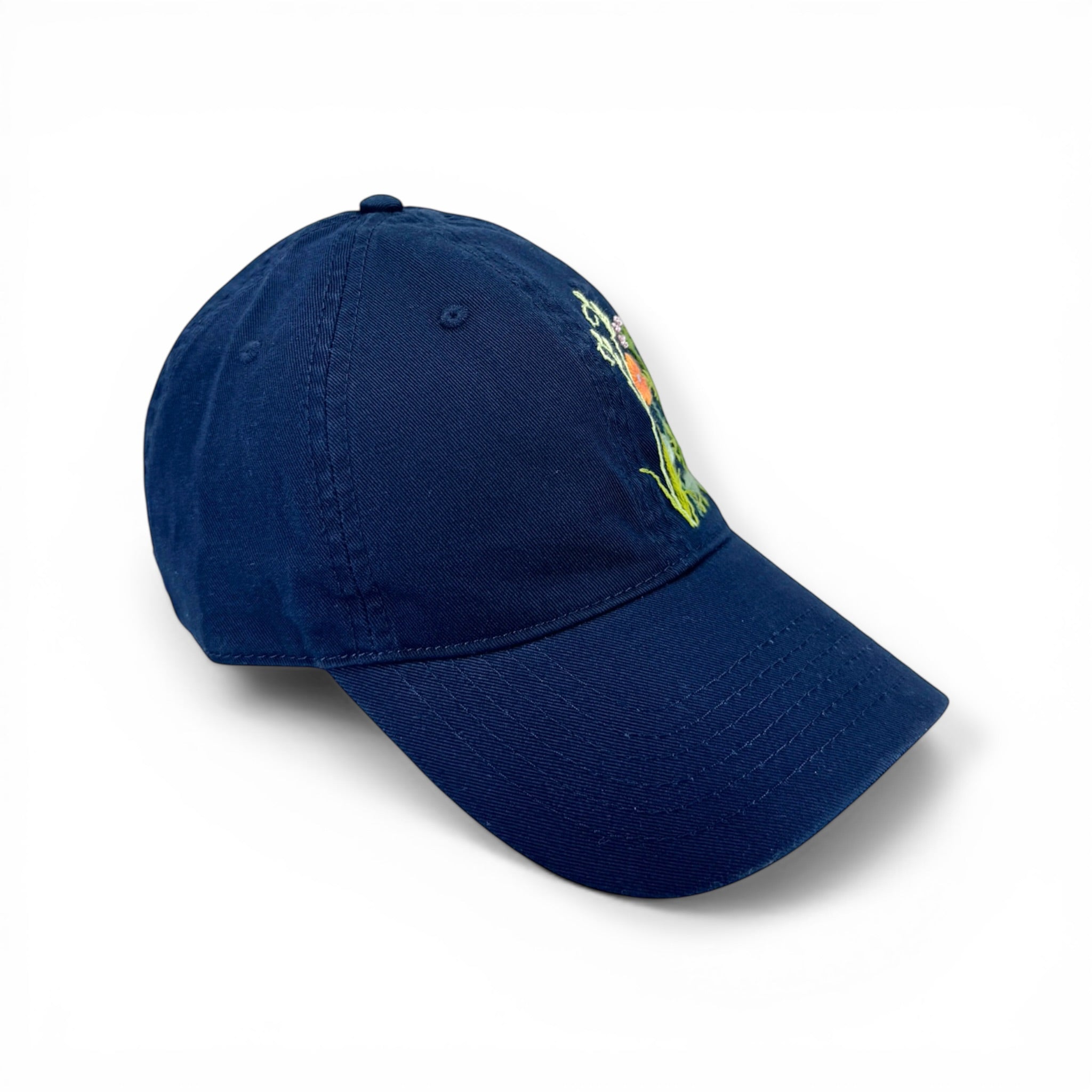 Botanical Deep Blue Embroidered Cap