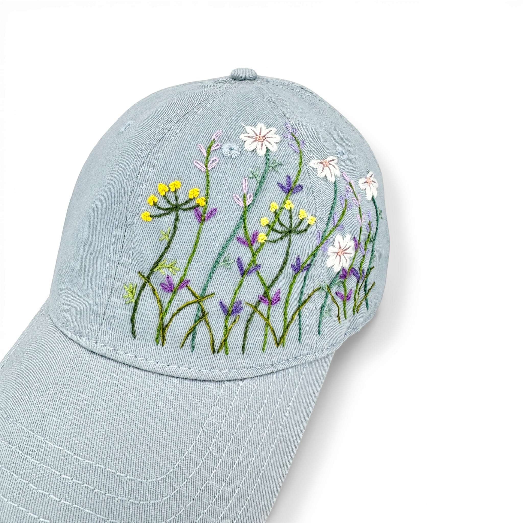 Pastel Garden Shy Green Embroidered Cap
